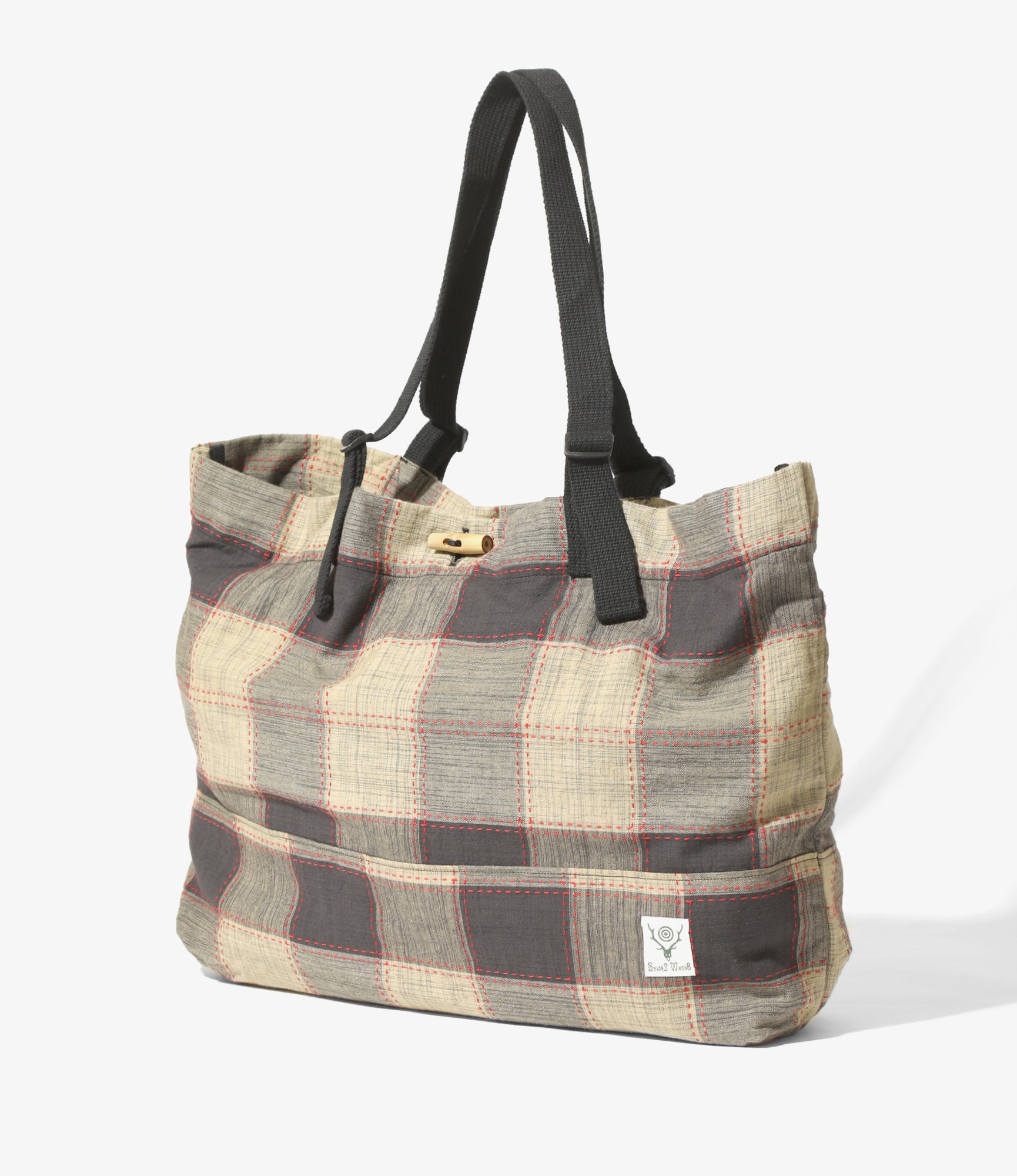 South2 West8 Canal Park Tote - Cotton Stitched Plaid - Red Stitch