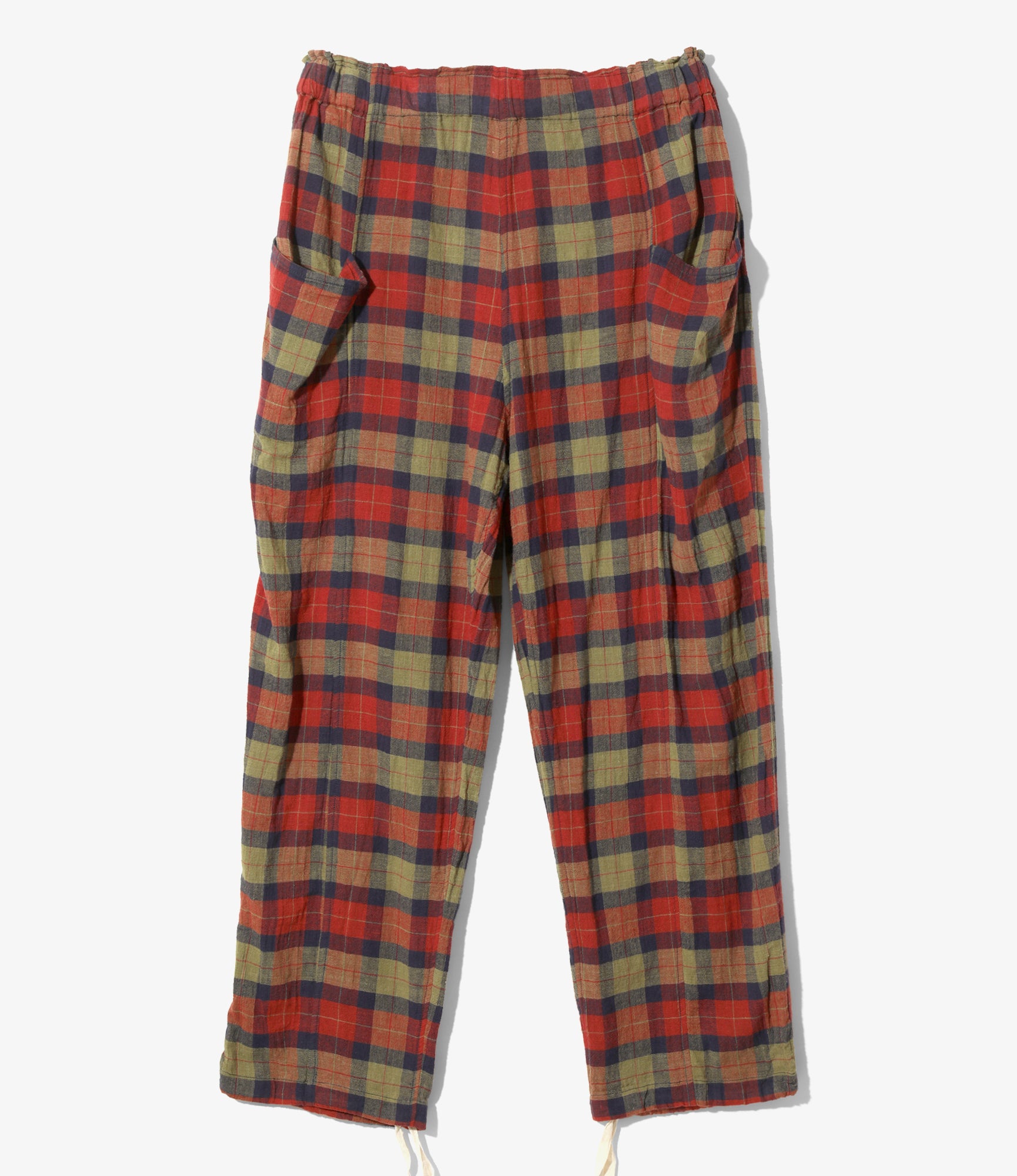 South2 West8 Army String Pant - Cotton Boiled Cloth / Tartan Plaid - Red
