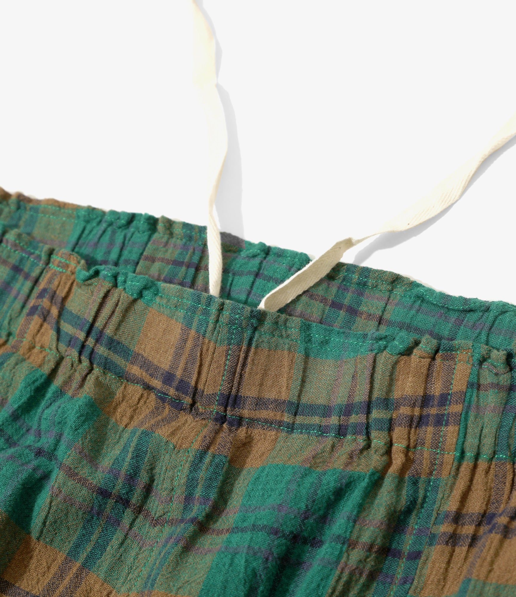 South2 West8 Army String Pant - Cotton Boiled Cloth / Tartan Plaid - Green