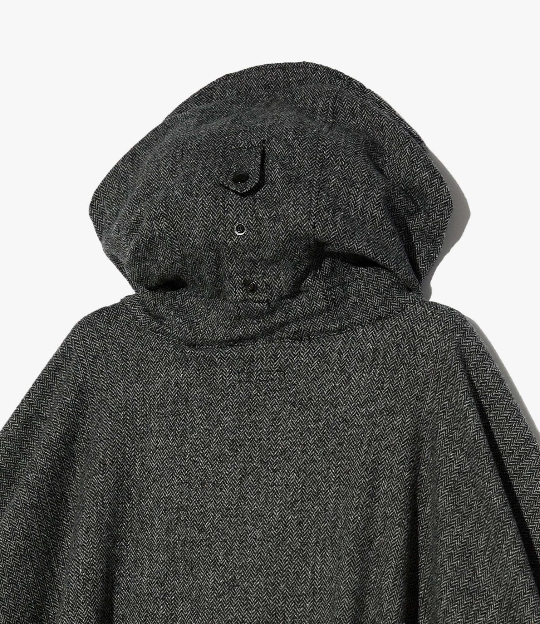 Poncho – Grey Herringbone Wool Blend