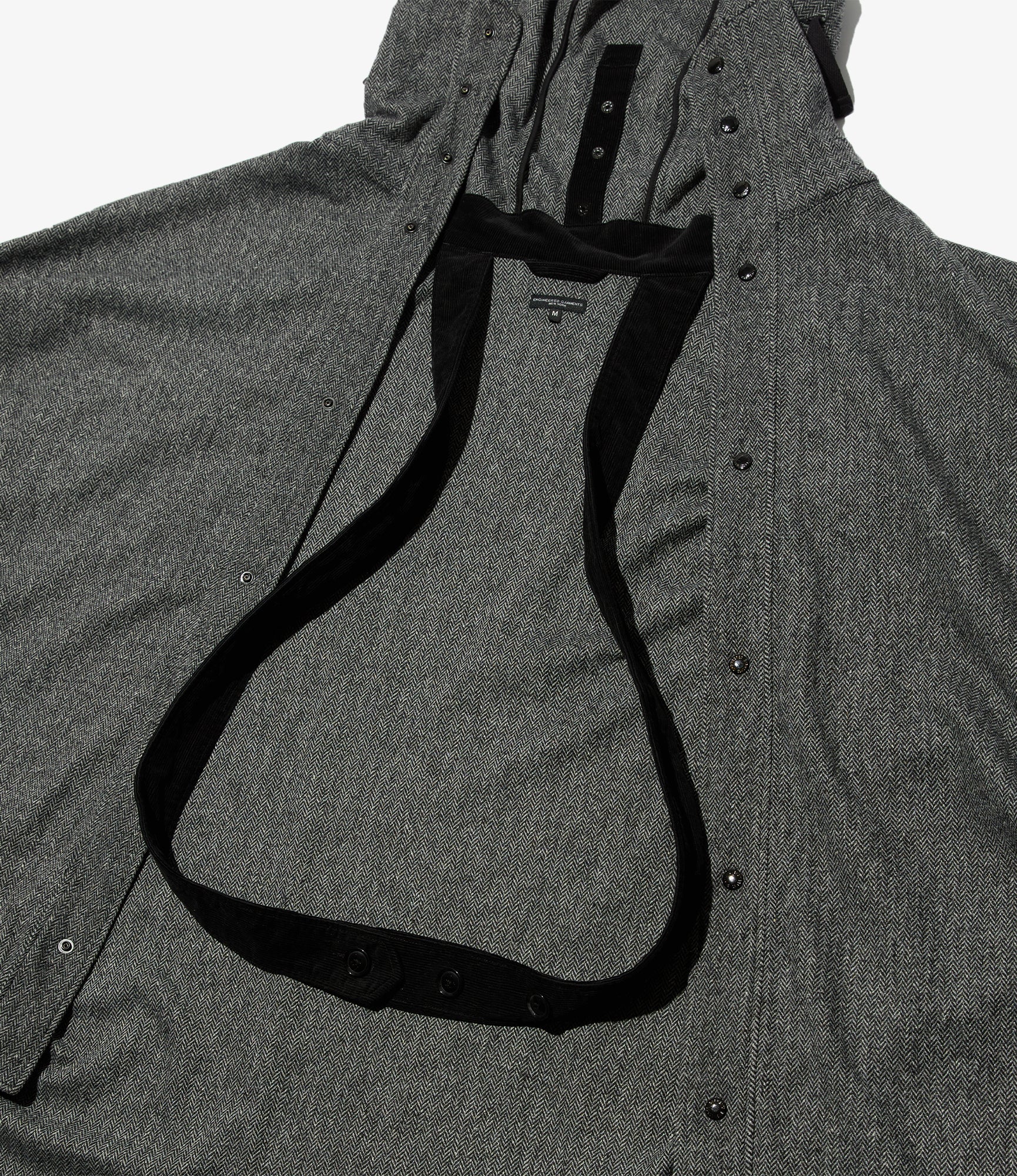 Poncho – Grey Herringbone Wool Blend