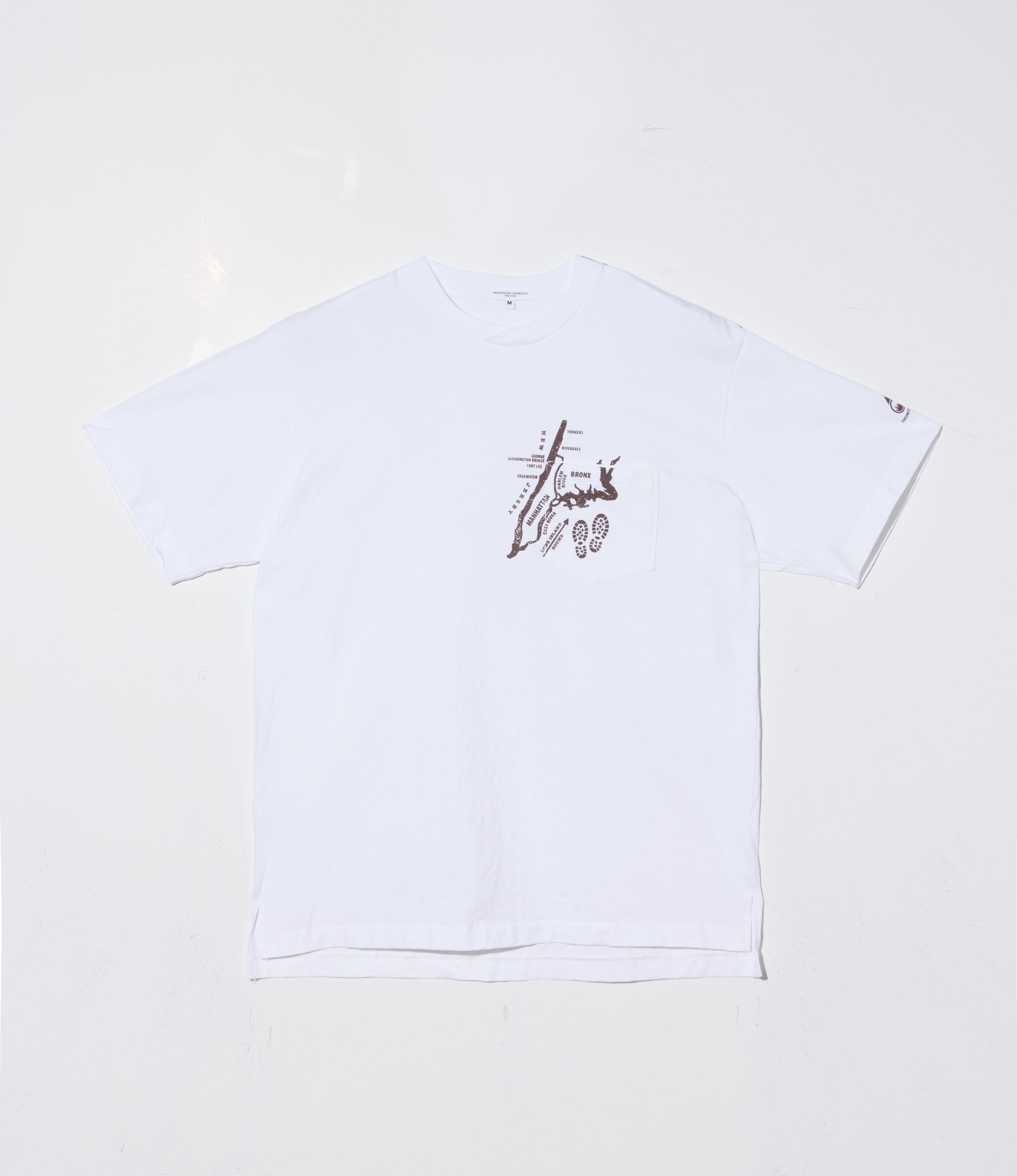 Cross Neck 'Map' T-Shirt – White