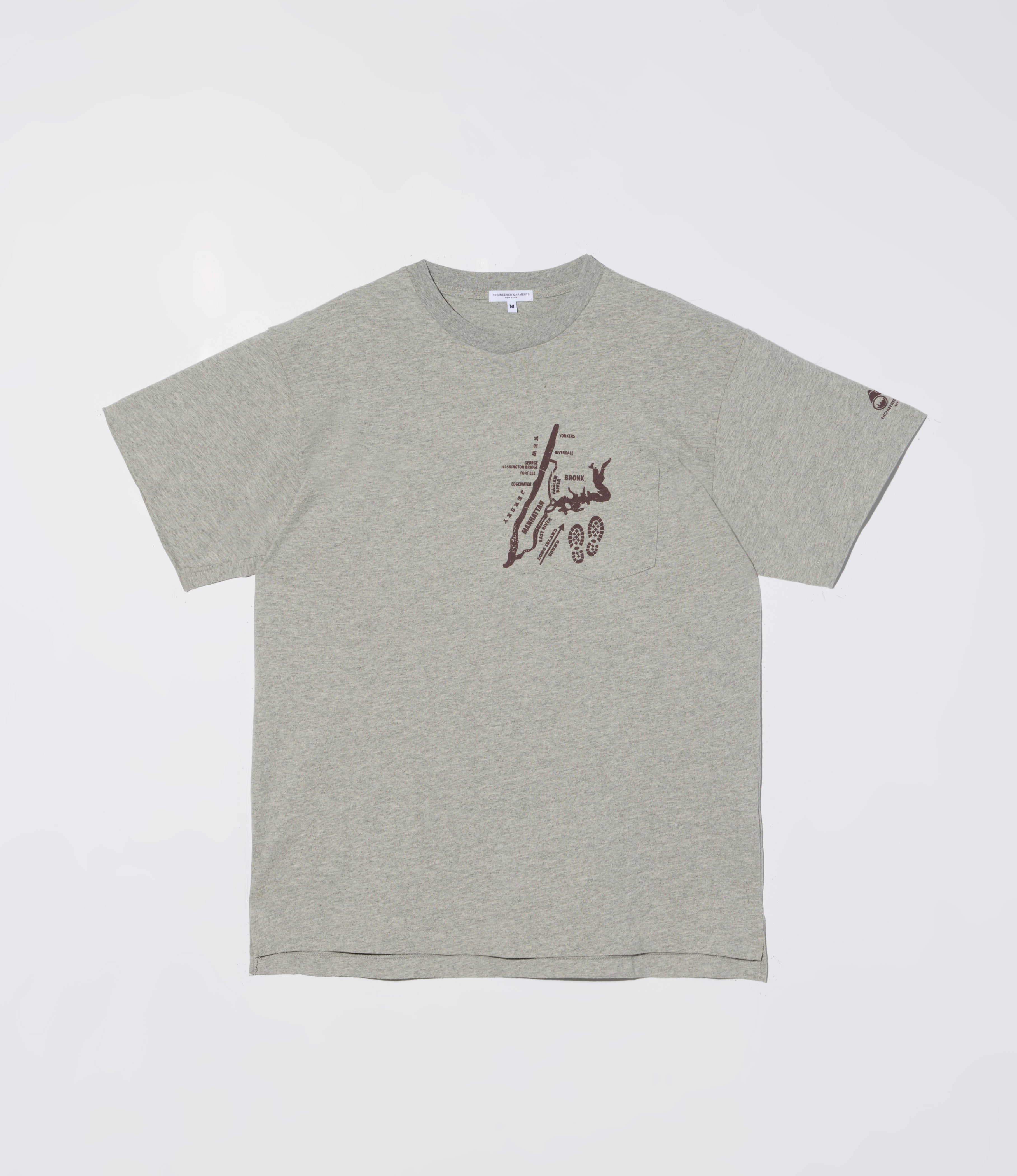 Cross Neck 'Map' T-Shirt – Grey
