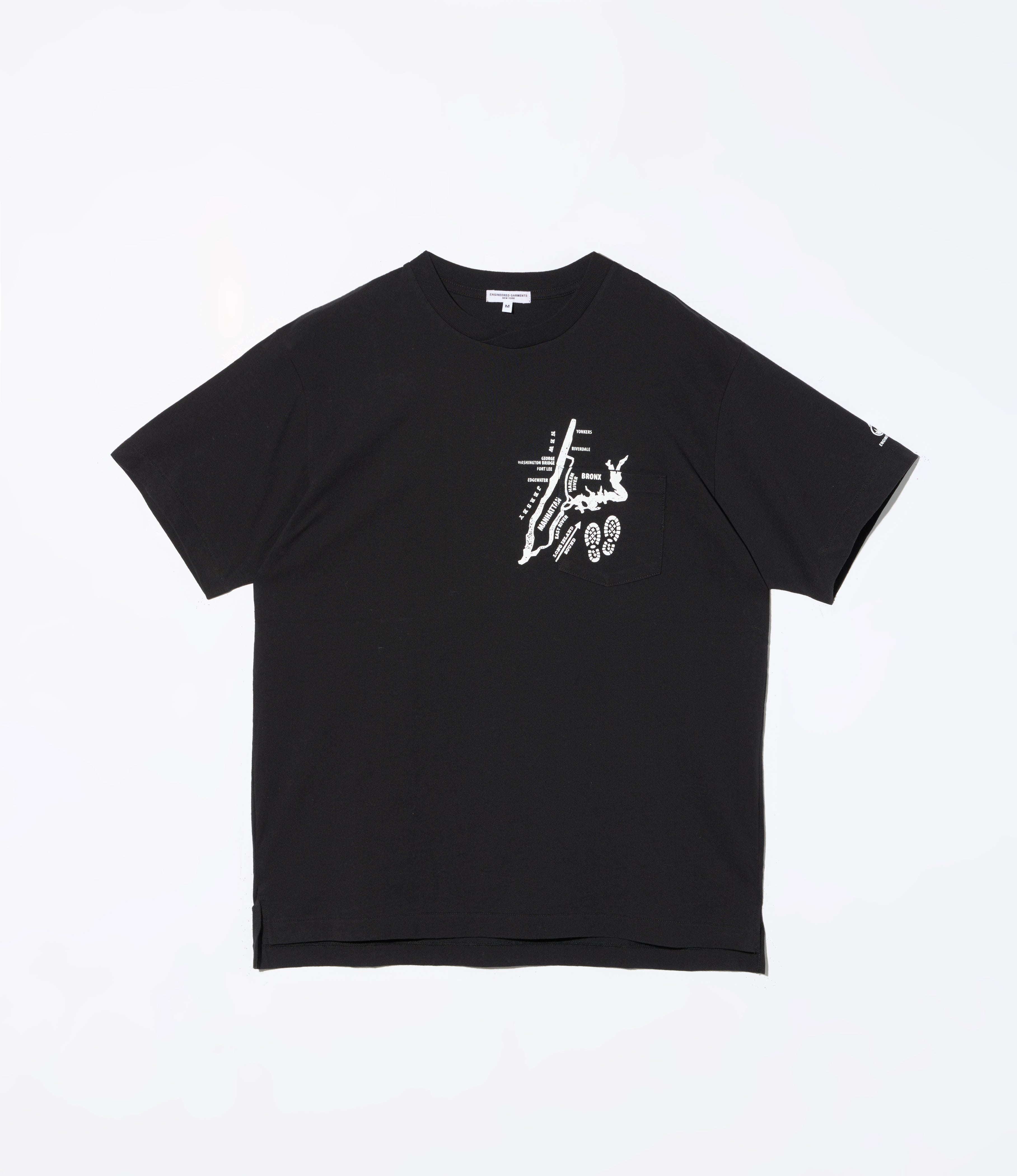 Cross Neck 'Map' T-Shirt – Black