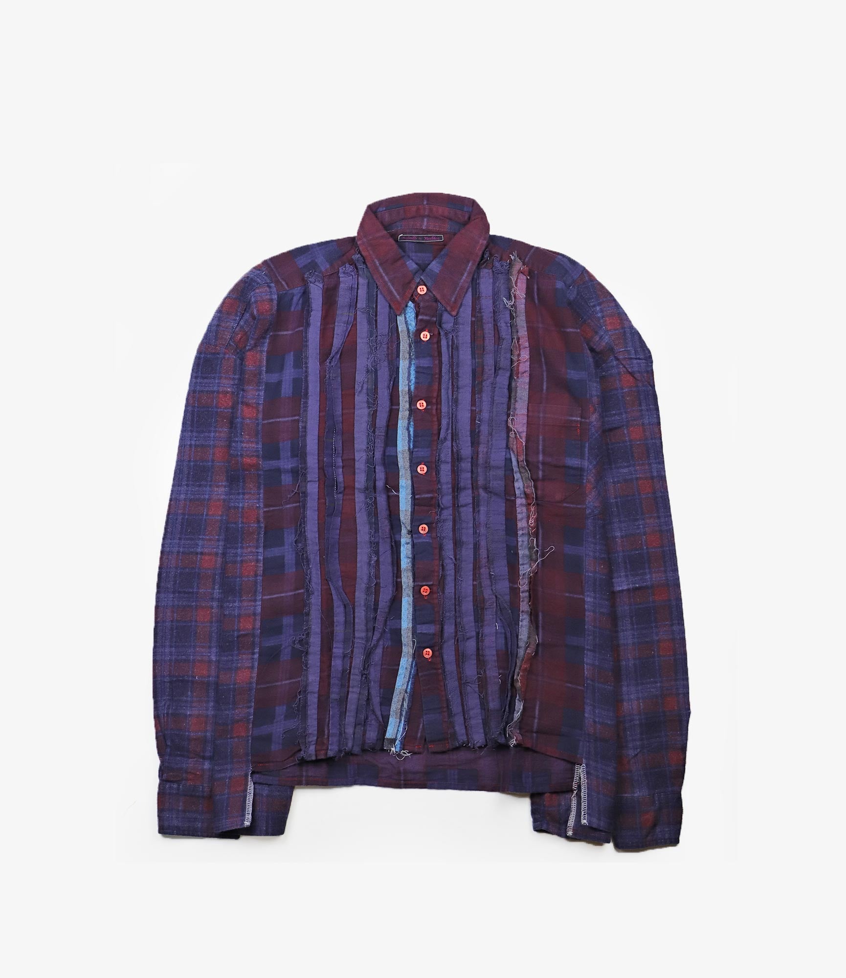 Flannel Shirt - Ribbon Wide Shirt / Over Dye - Purple
