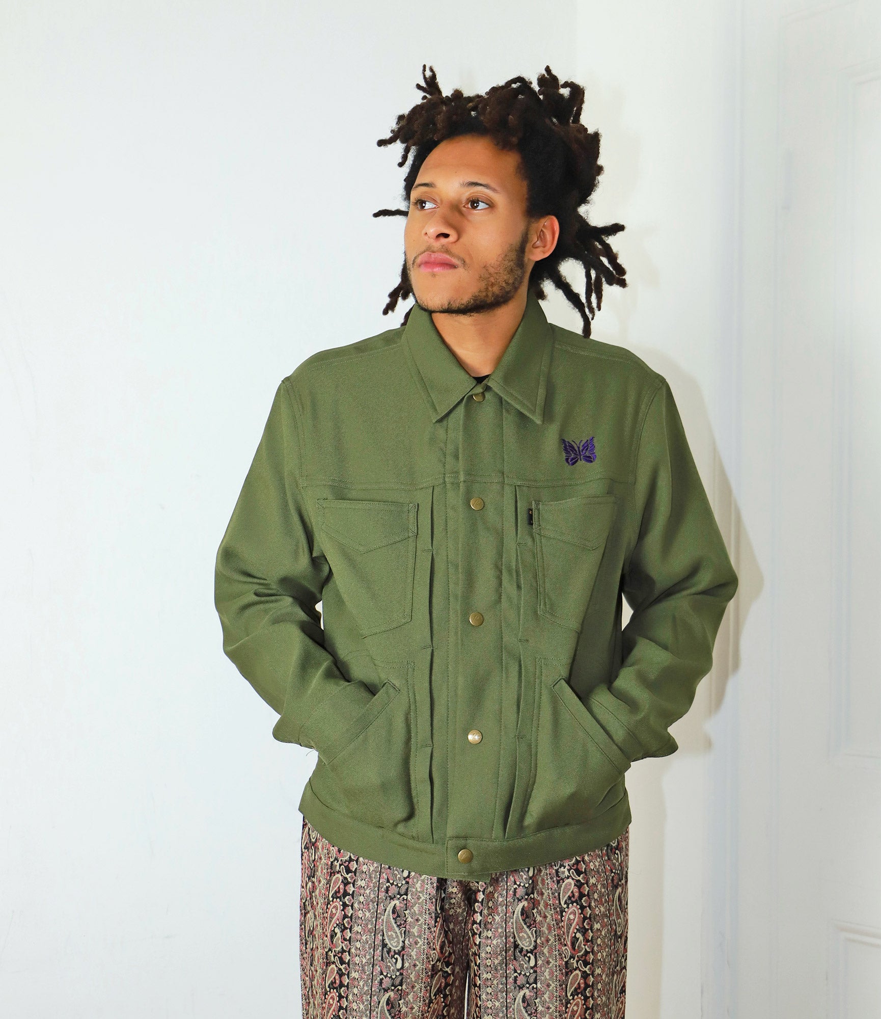 Needles Penny Jean Jacket - Poly Twill - Olive | Nepenthes London