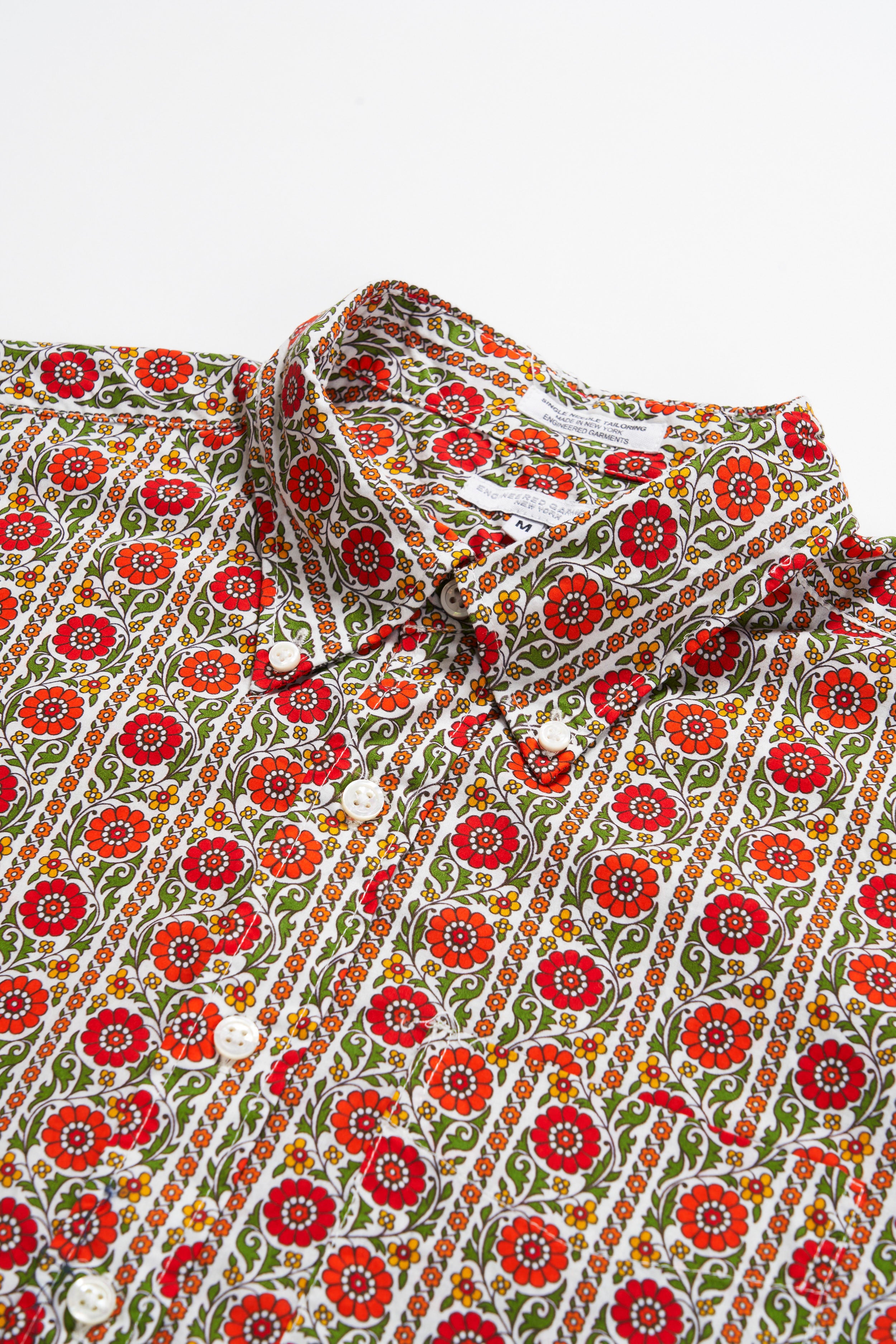 Engineered Garments 19 Century BD Shirt - Orange/Green Cotton Floral Lawn