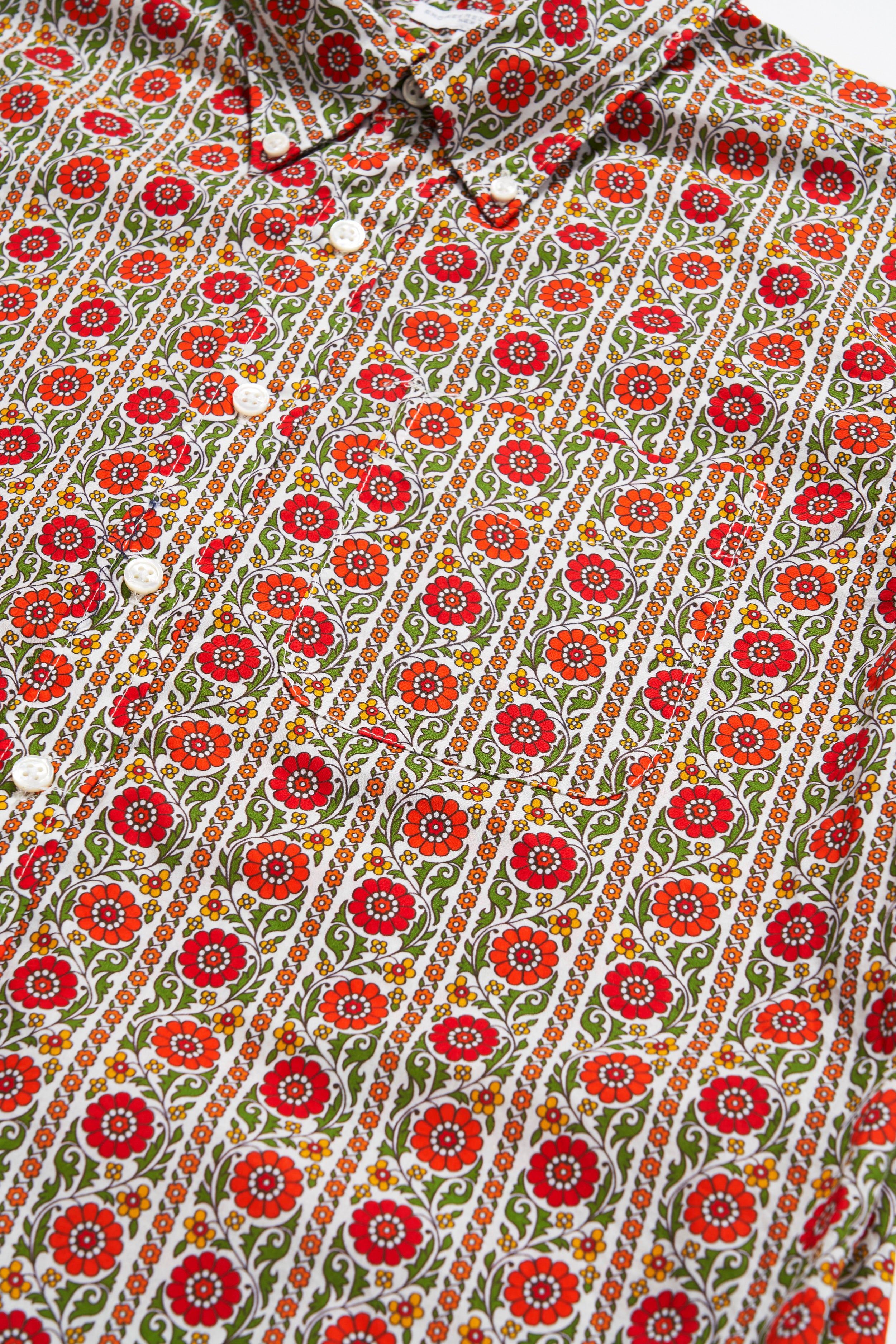 Engineered Garments 19 Century BD Shirt - Orange/Green Cotton Floral Lawn