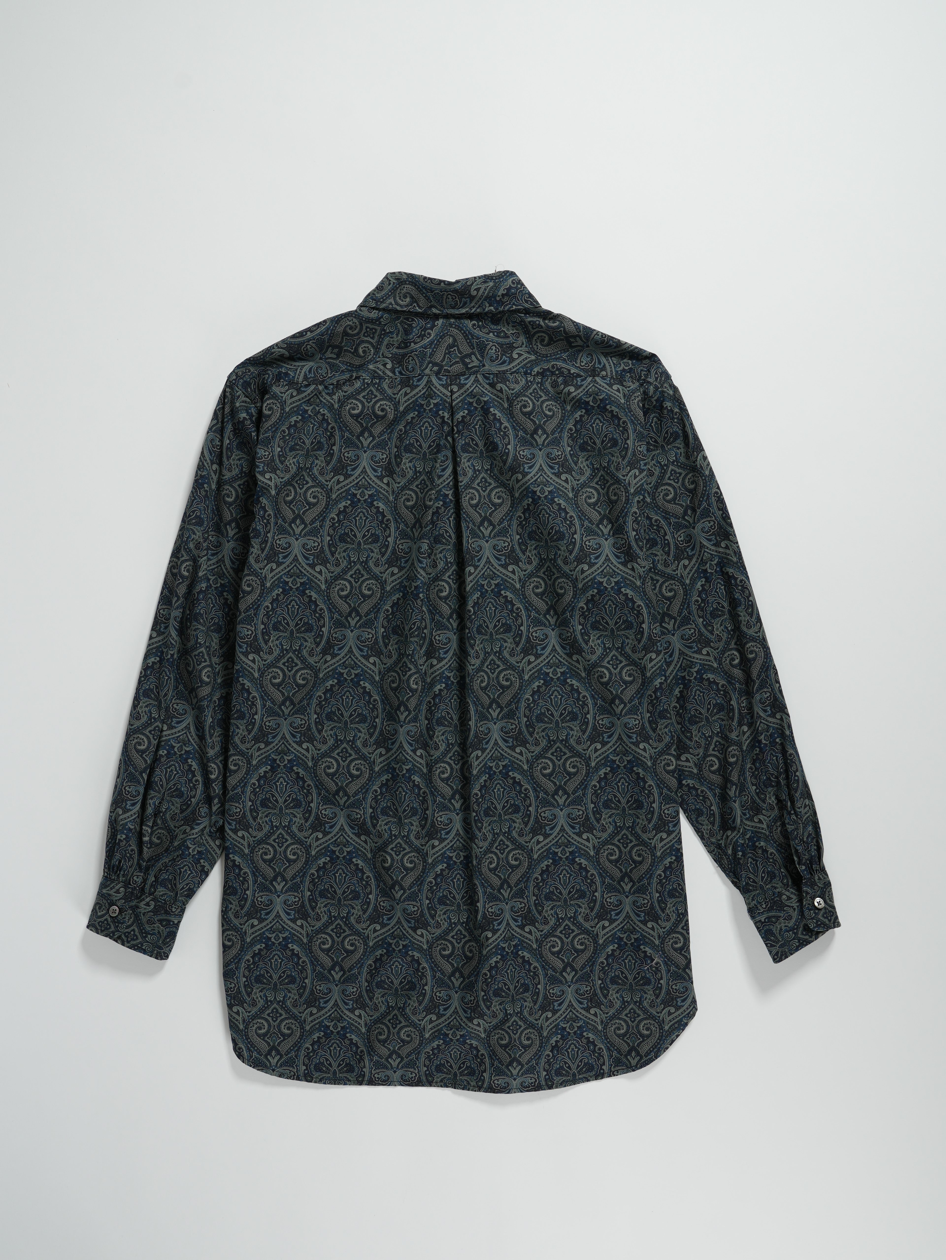Engineered Garments Rounded Collar Shirt - Navy Cotton Paisley Print