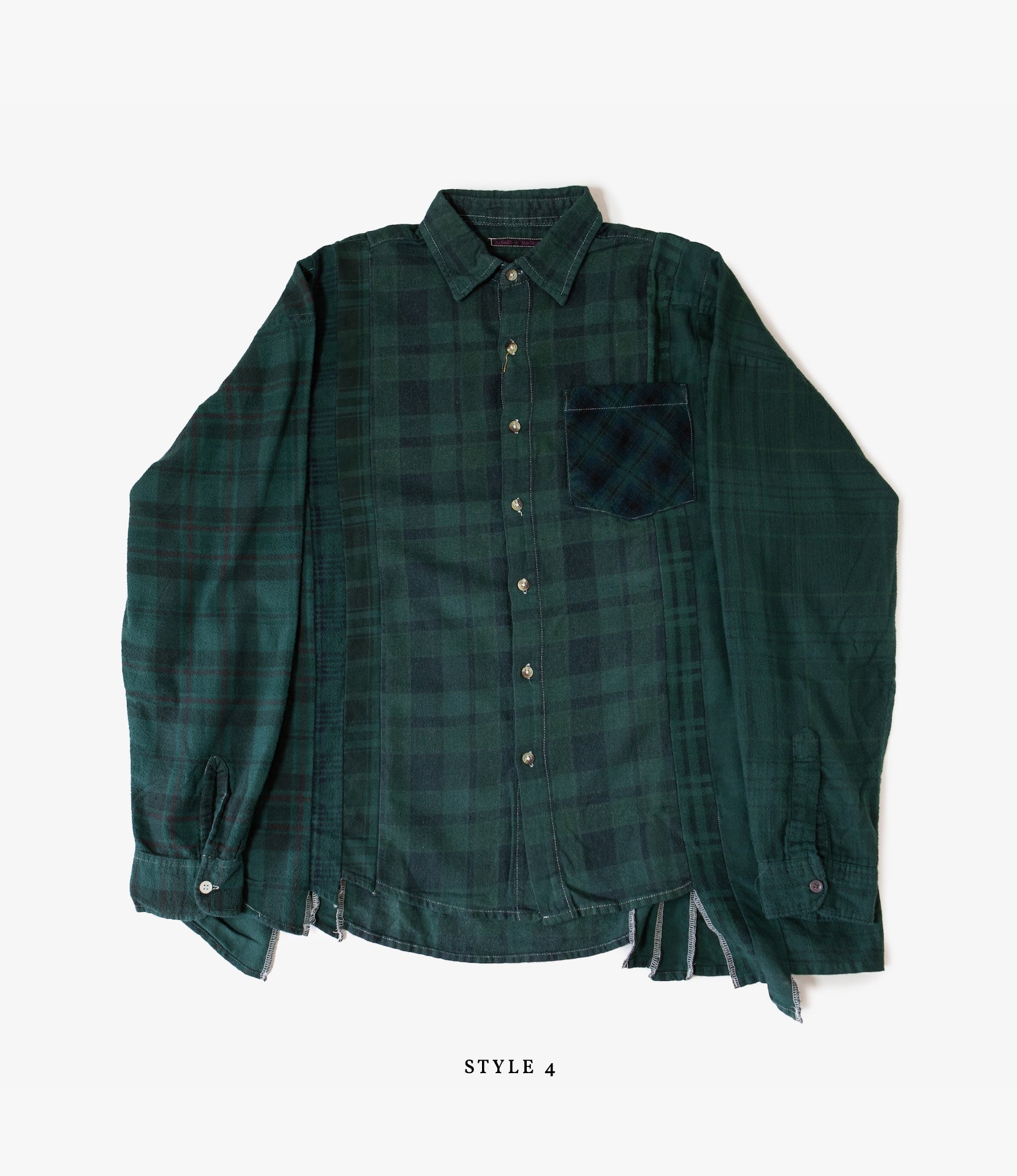 7 Cuts Wide Flannel Shirt – Green Over Dye