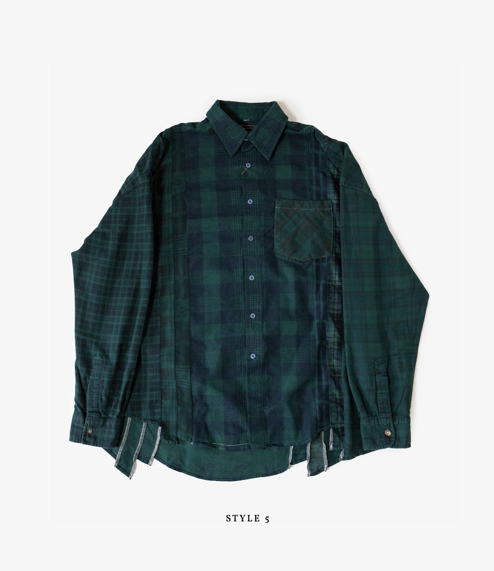 7 Cuts Wide Flannel Shirt – Green Over Dye