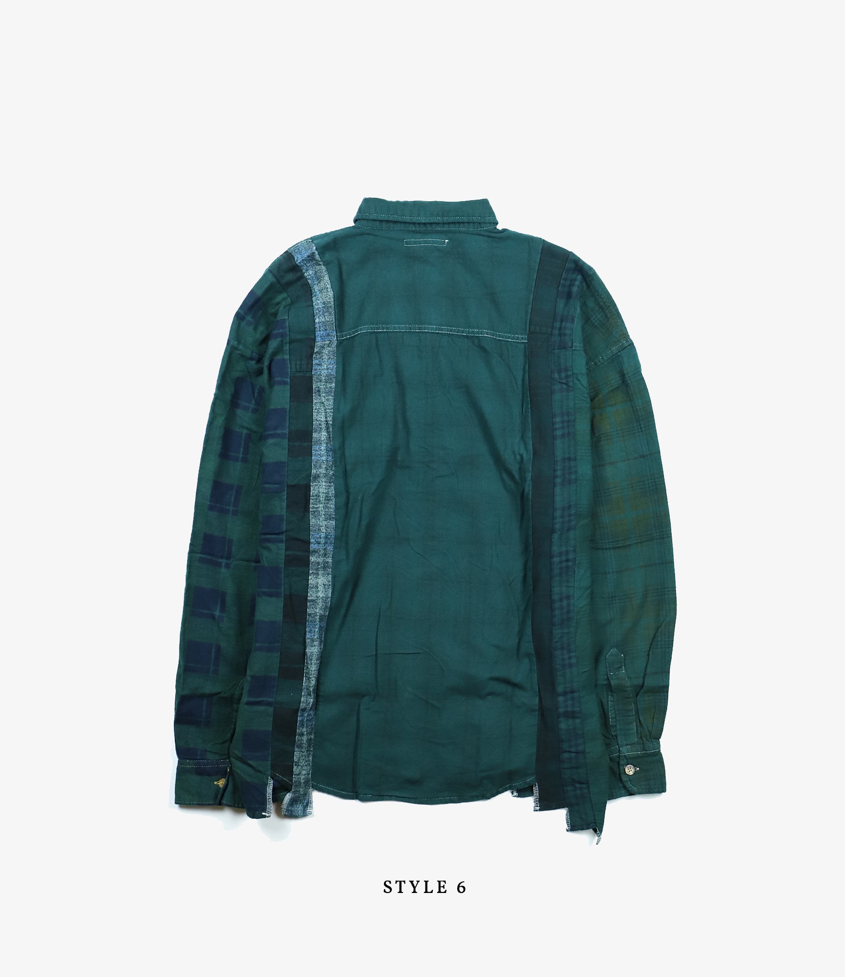 7 Cuts Wide Flannel Shirt – Green Over Dye