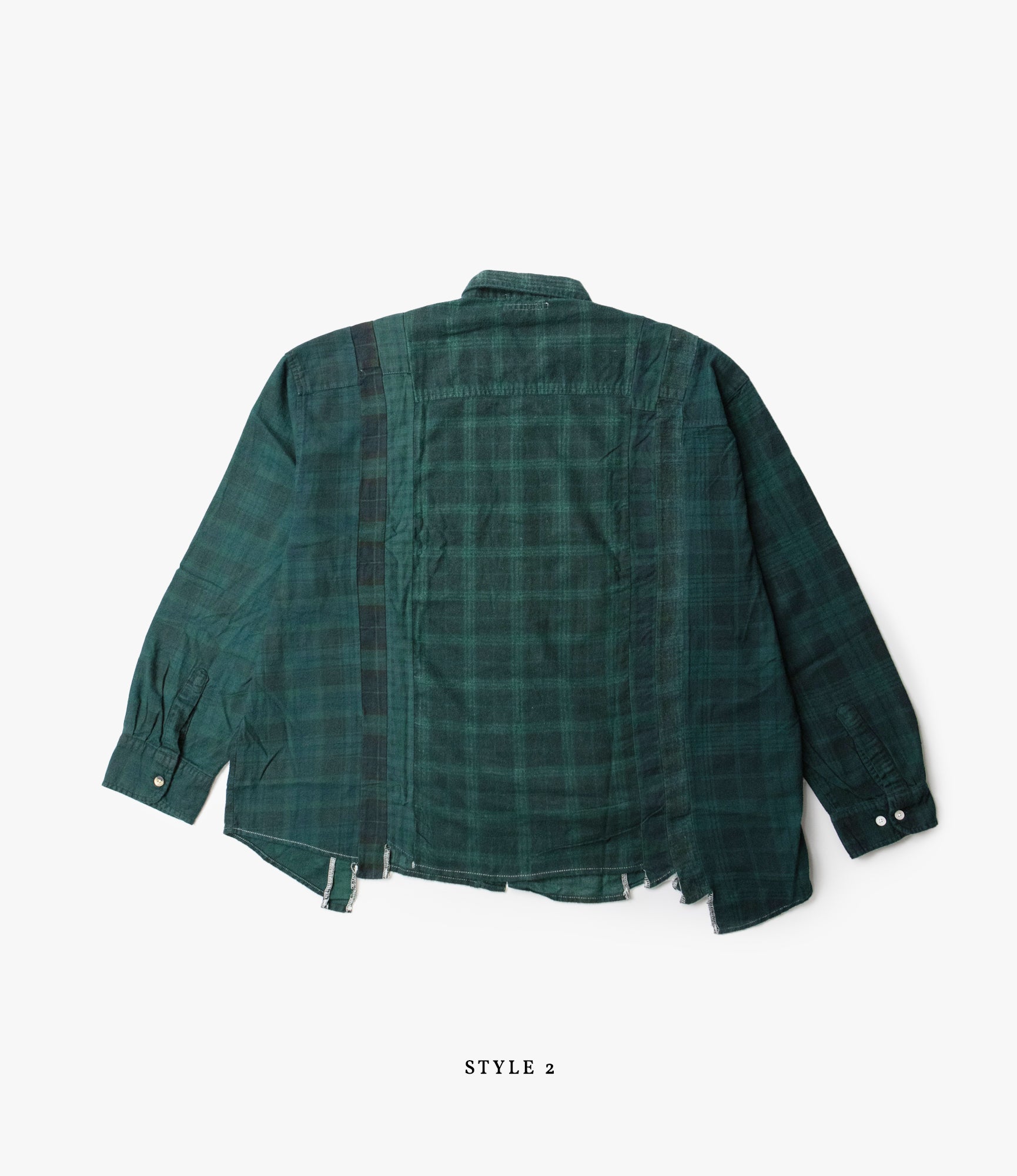 7 Cuts Wide Flannel Shirt – Green Over Dye