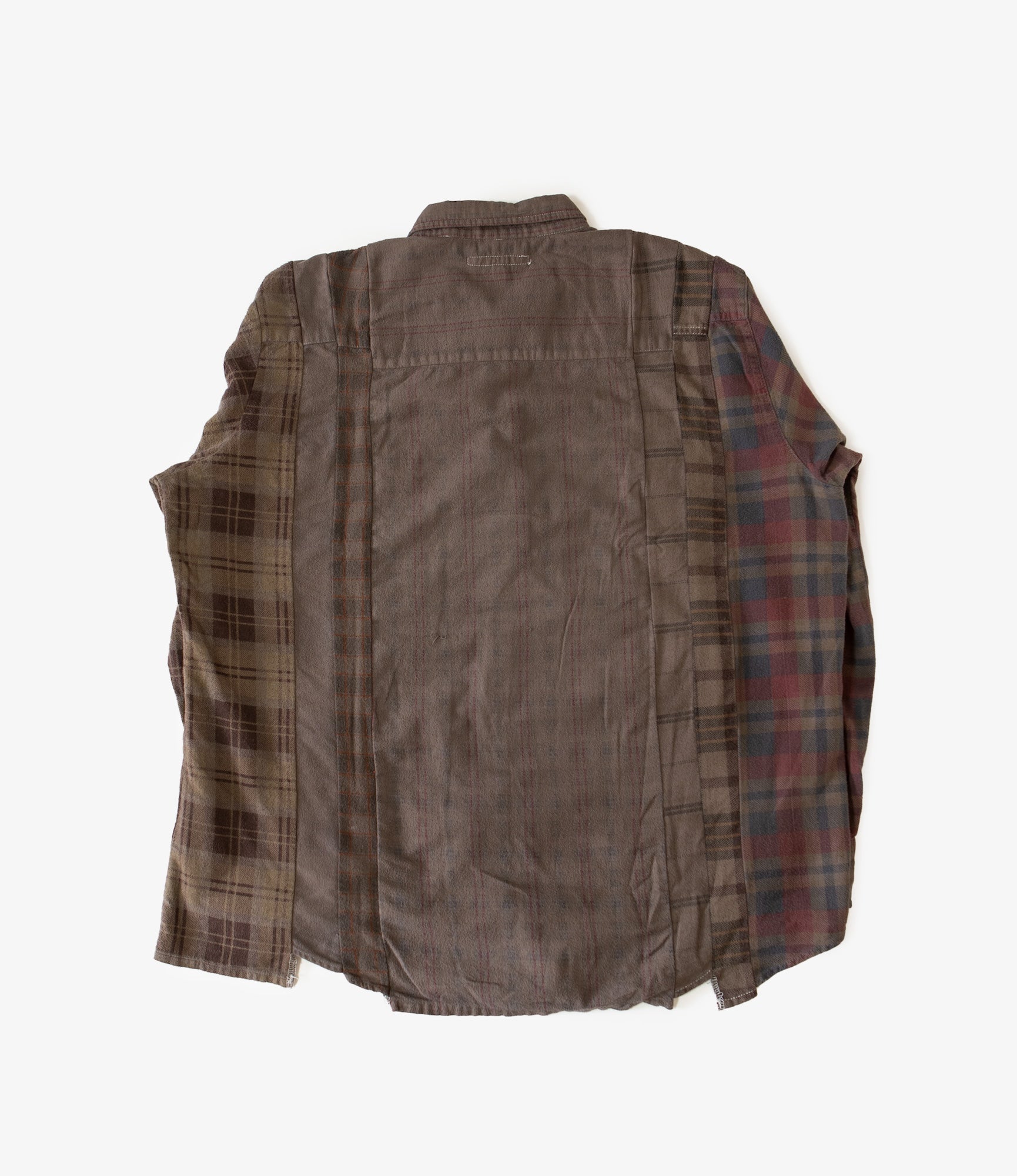 Rebuild by Needles Flannel Shirt - 7 Cuts Shirt / Over Dye - Brown