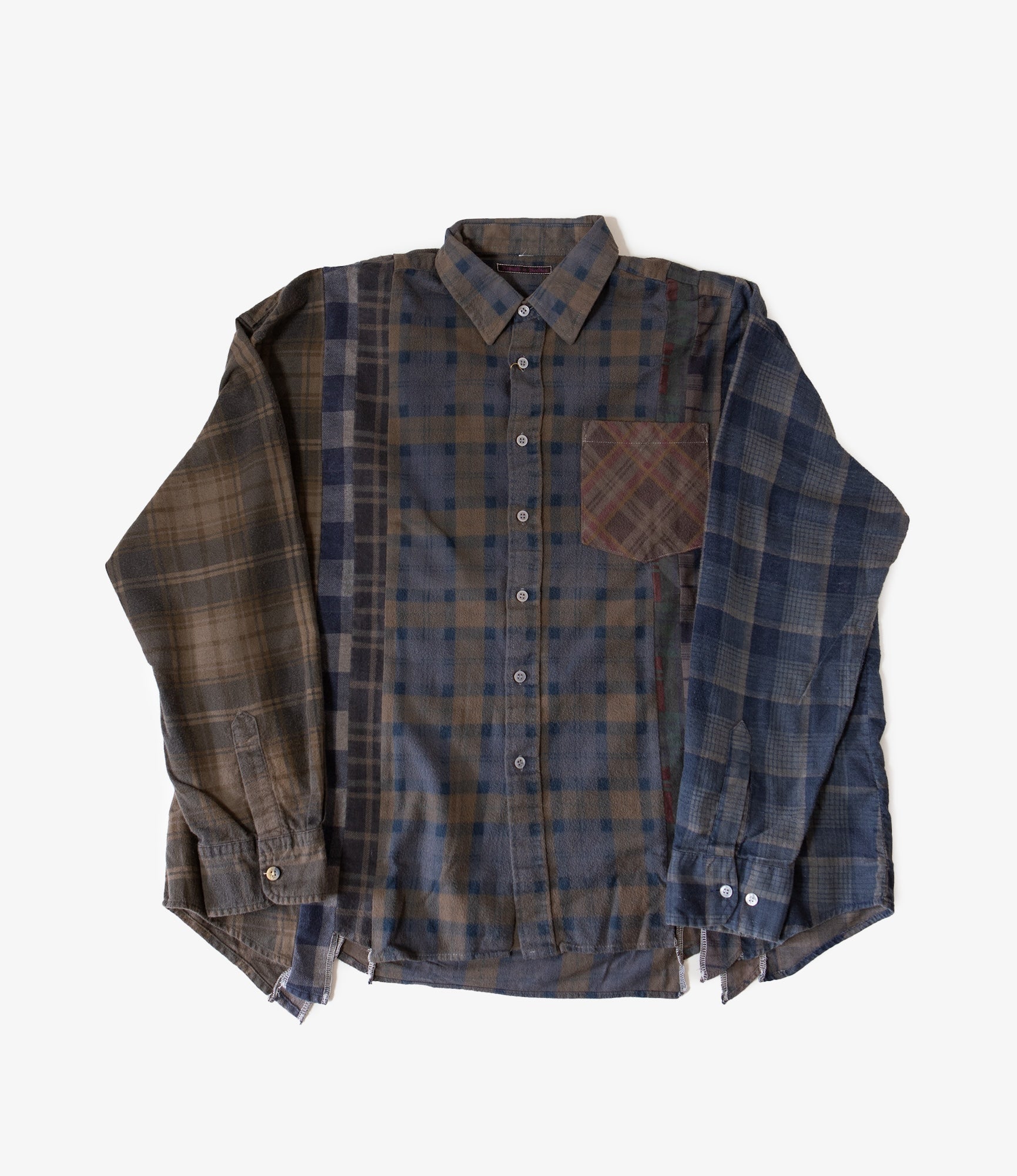 Rebuild by Needles Flannel Shirt - 7 Cuts Wide / Over Dye - Brown