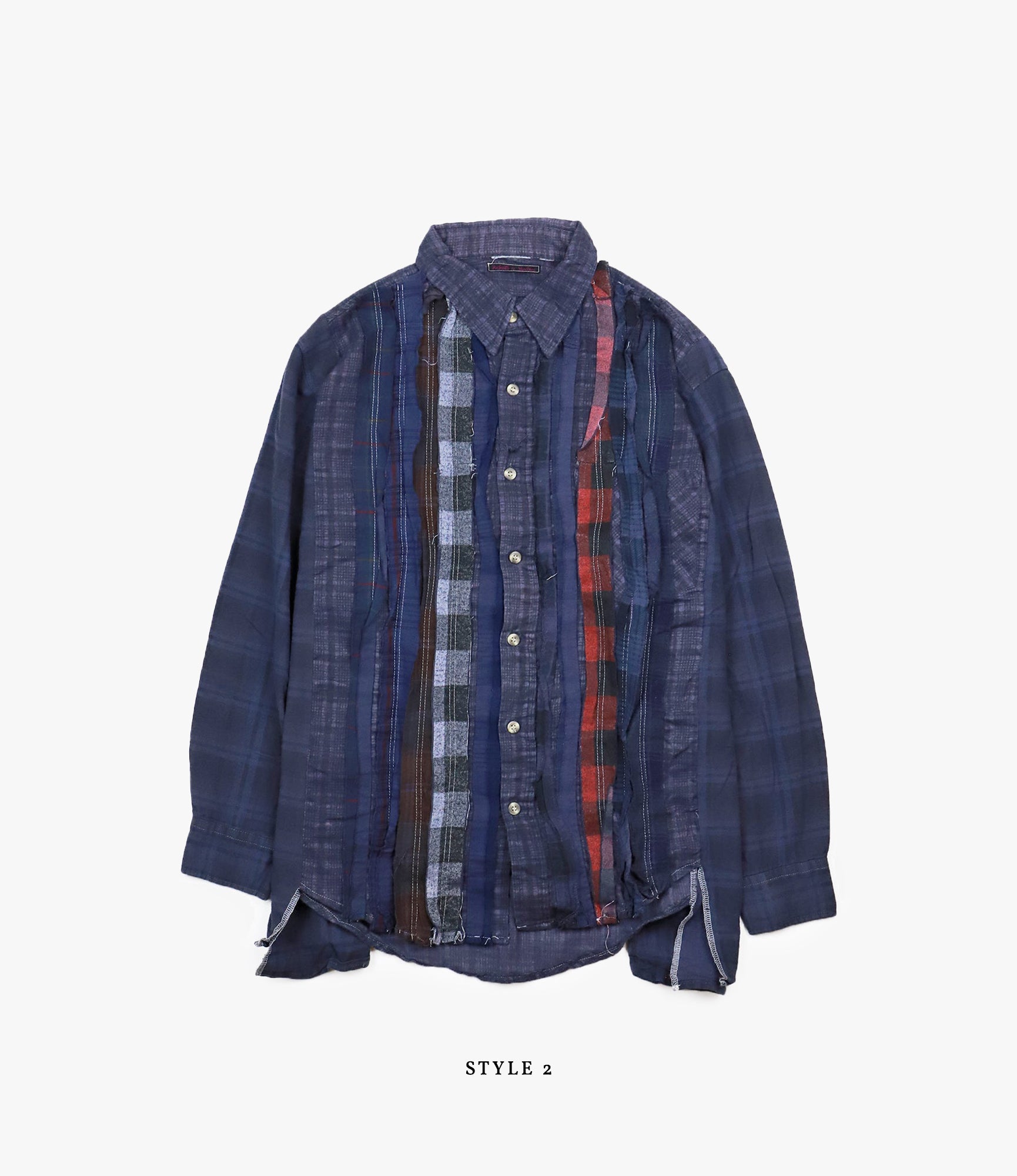 Wide Flannel Ribbon Shirt – Purple Over Dye