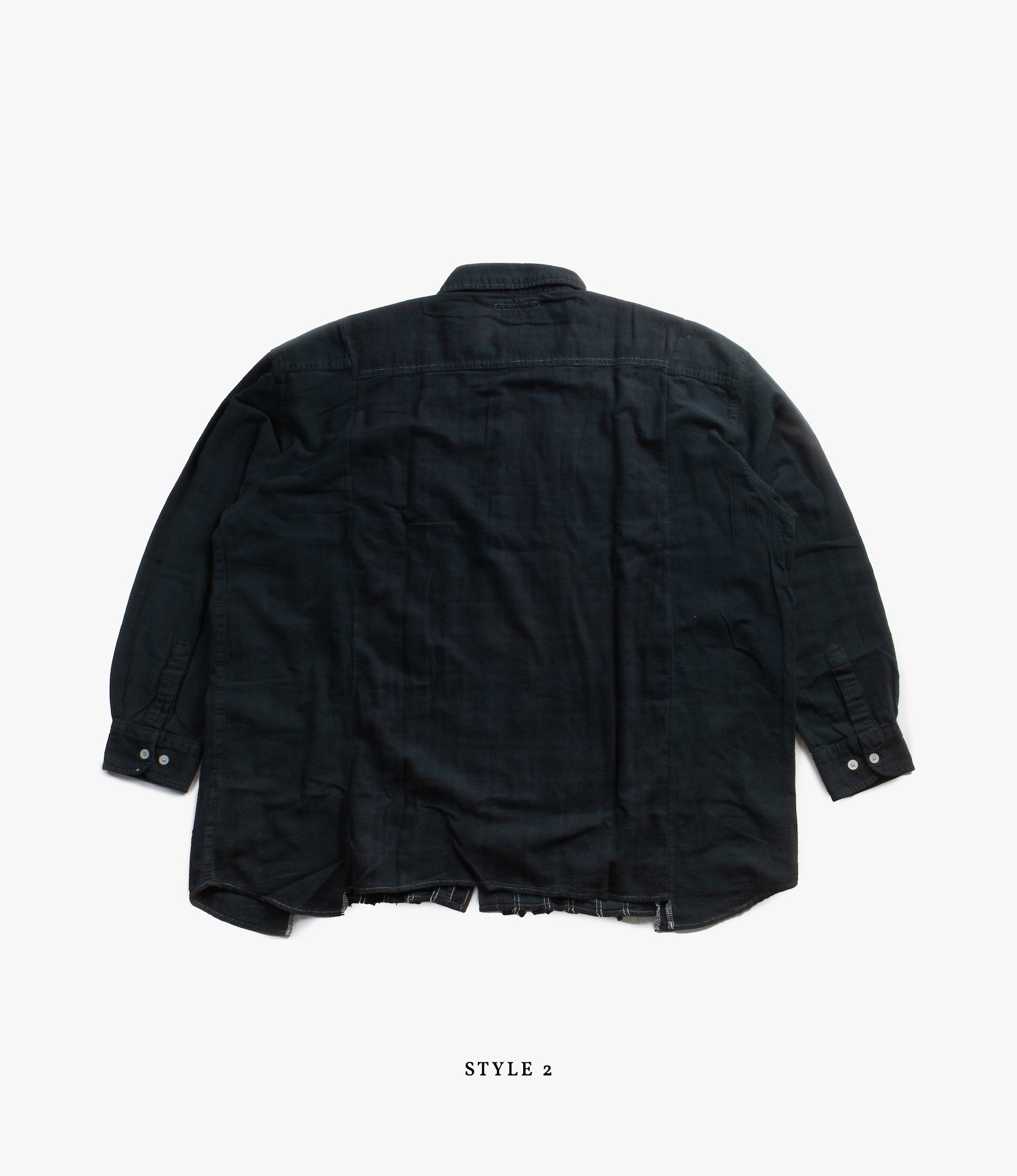 Wide Flannel Ribbon Shirt – Black Over Dye