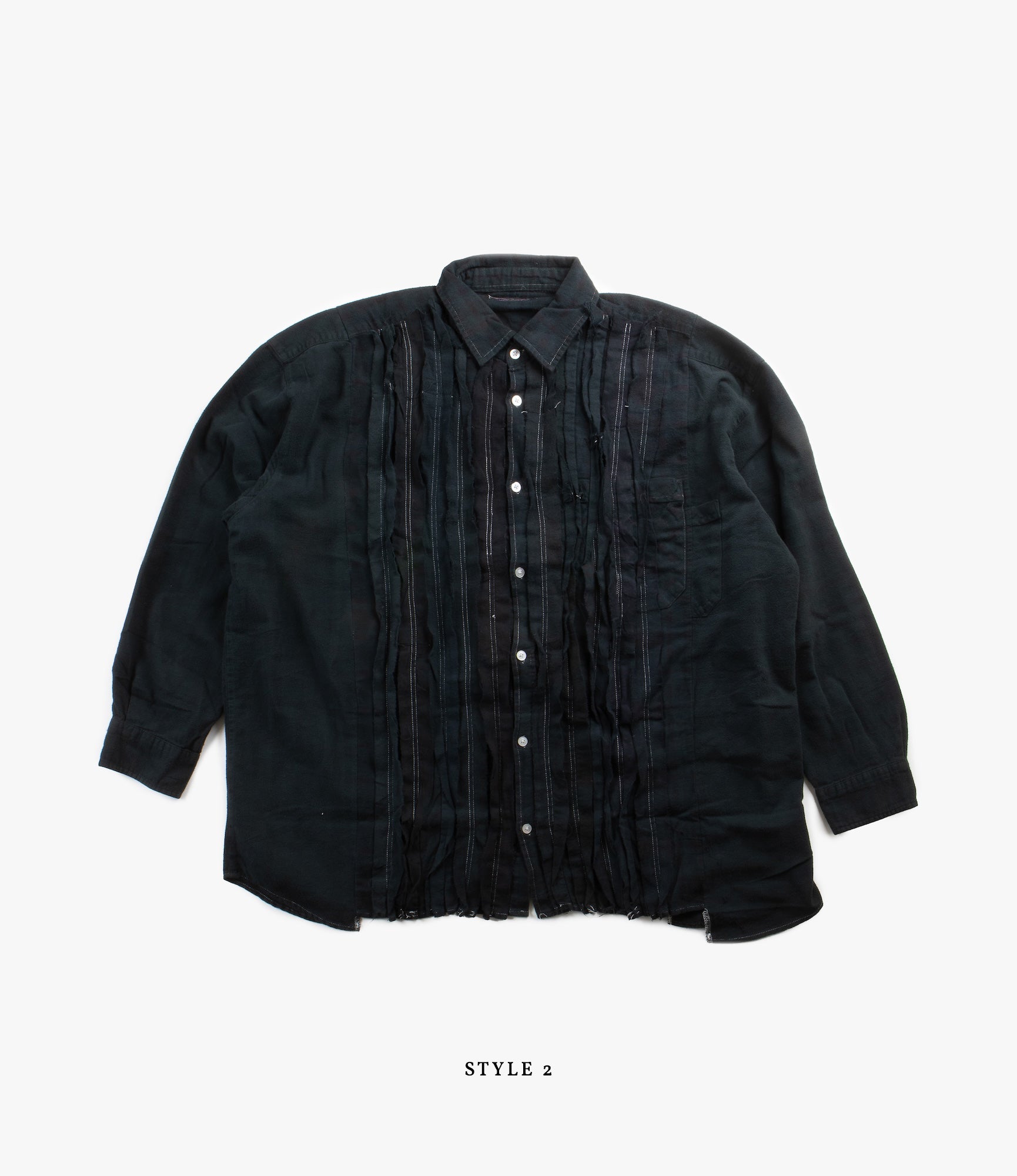 Wide Flannel Ribbon Shirt – Black Over Dye