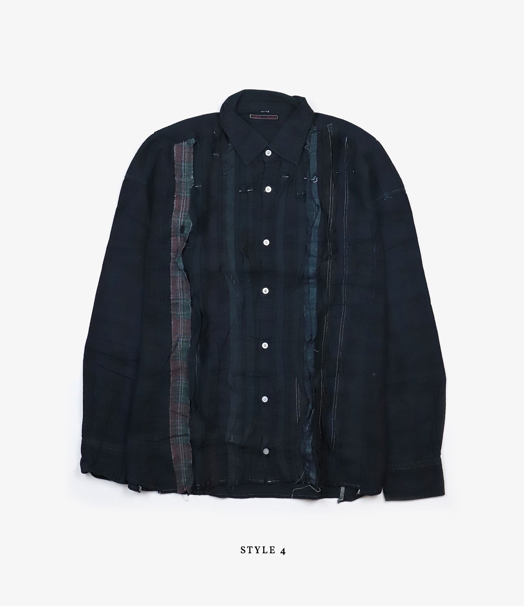 Wide Flannel Ribbon Shirt – Black Over Dye