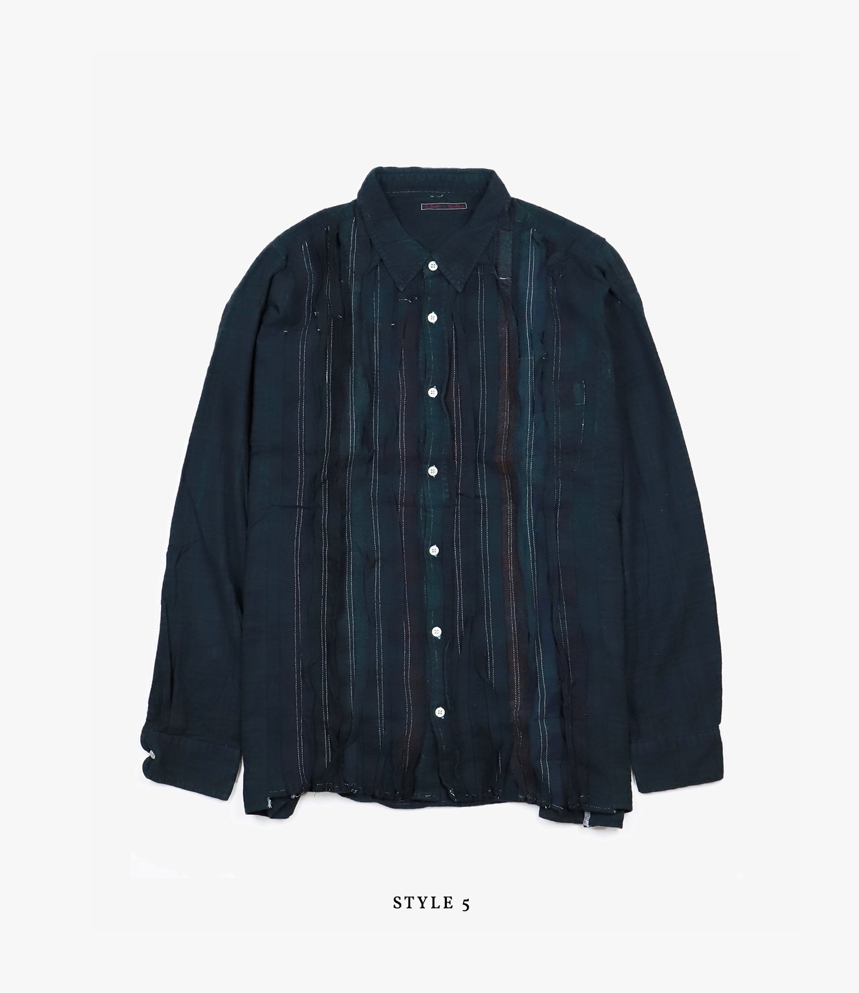 Wide Flannel Ribbon Shirt – Black Over Dye