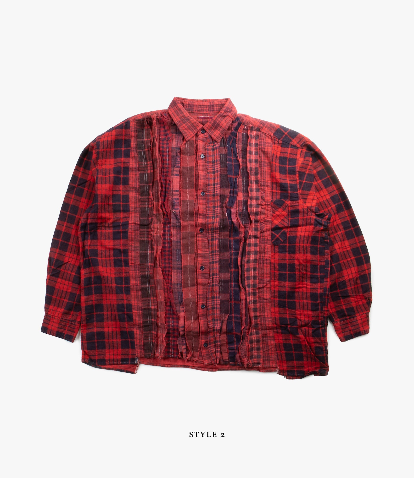 Wide Flannel Ribbon Shirt – Red Over Dye