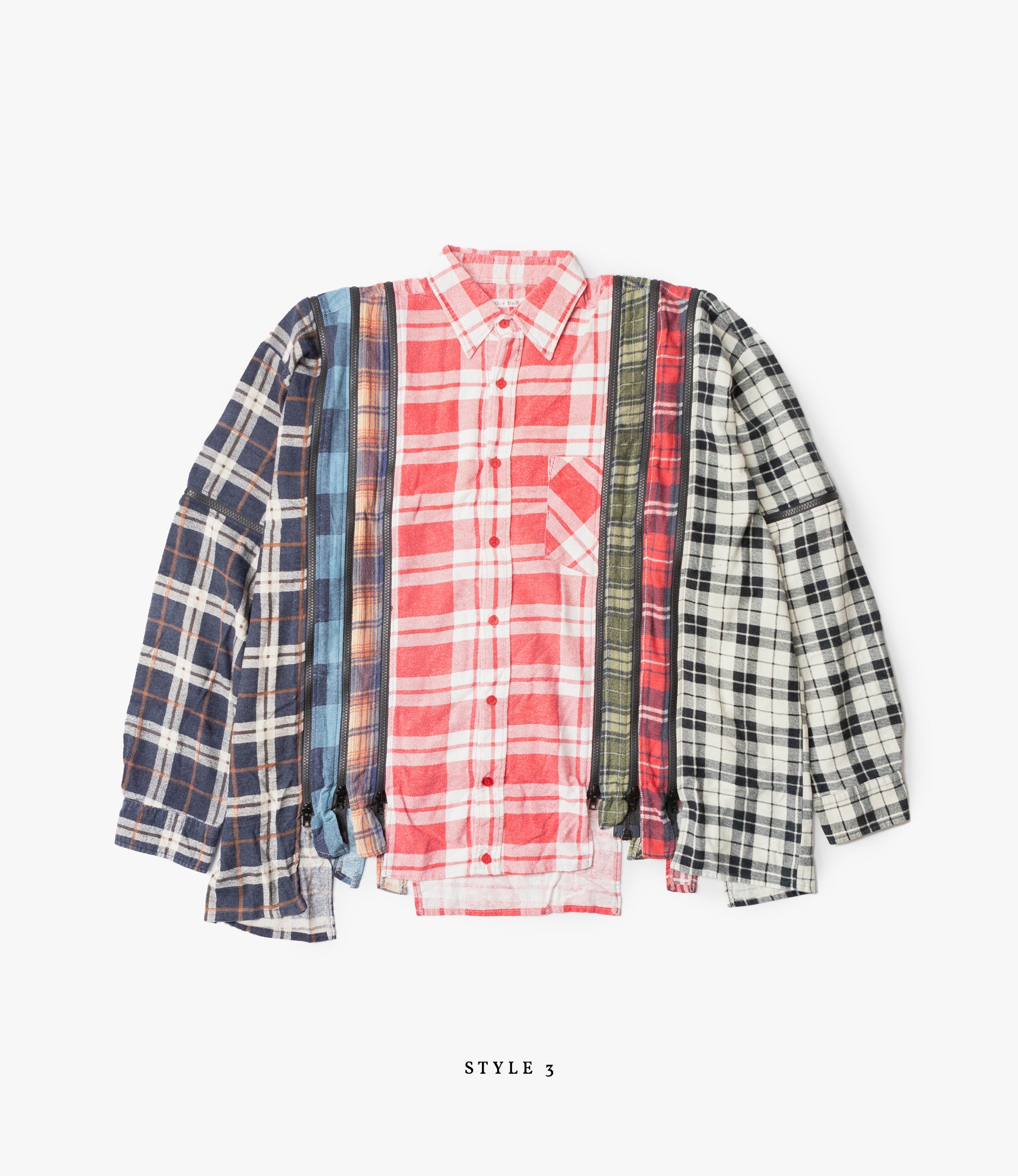 7 Cuts Wide Zipped Flannel Shirt