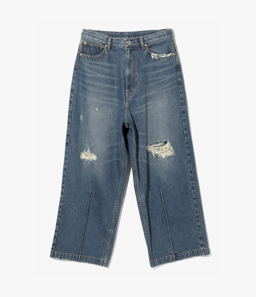 90s Loose Straight Pant – Indigo Damaged Denim