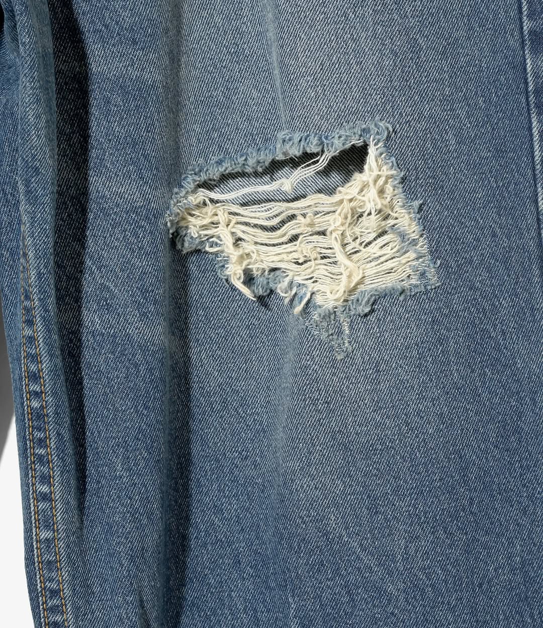 90s Loose Straight Pant – Indigo Damaged Denim