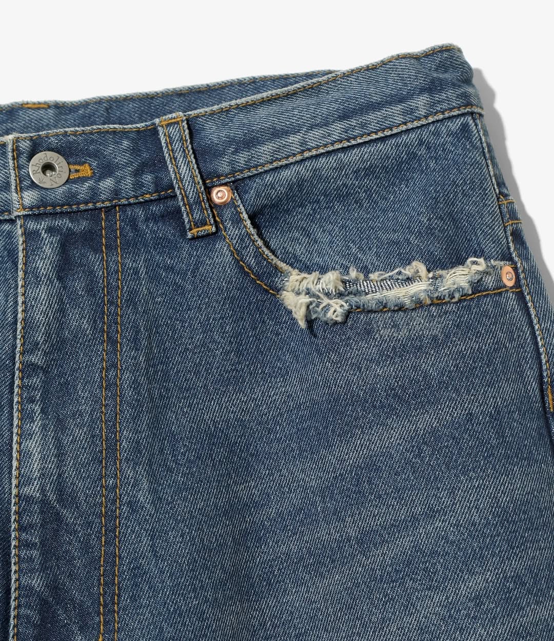 90s Loose Straight Pant – Indigo Damaged Denim