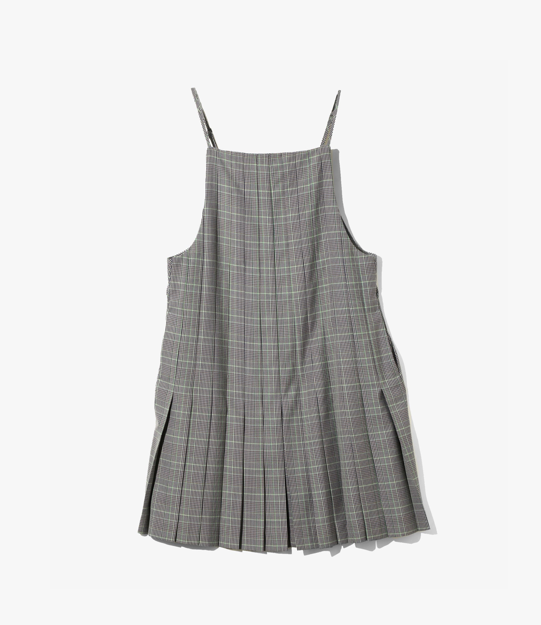 Apron Pleated Dress – Plaid Gabardine