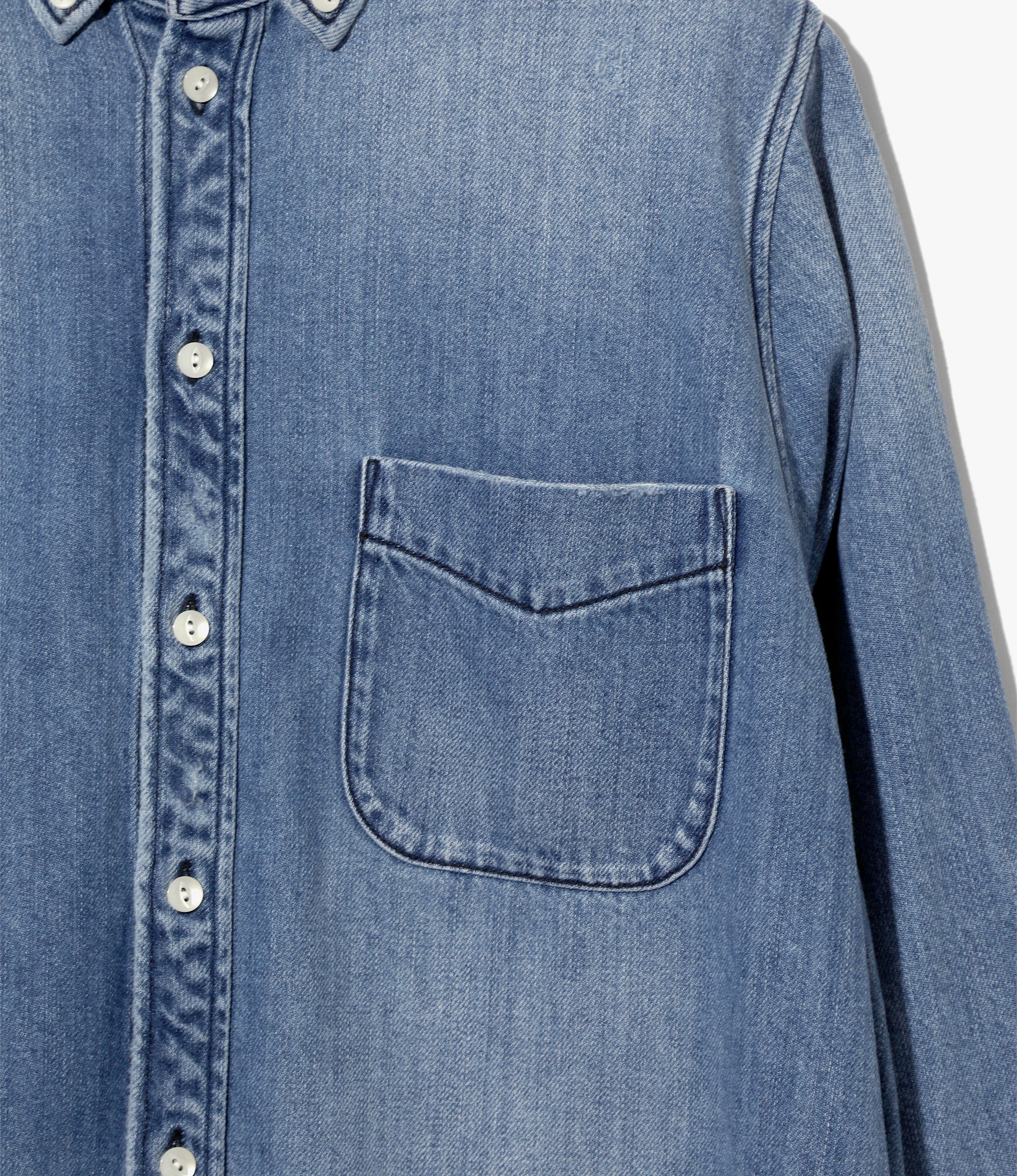 Button Down Shirt – Indigo Damaged Denim