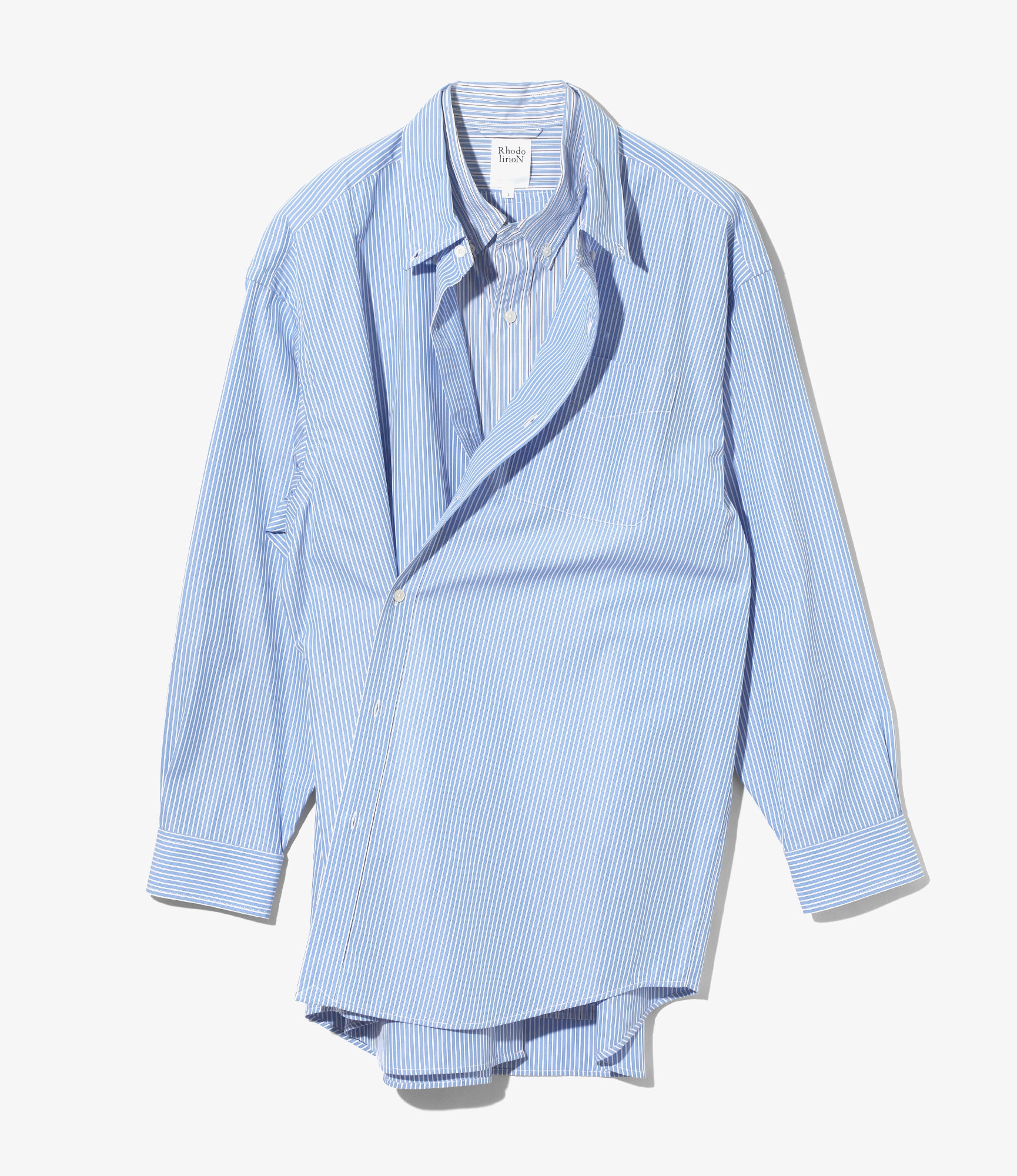Double-Layer Shirt Dress – Sax Blue Stripe