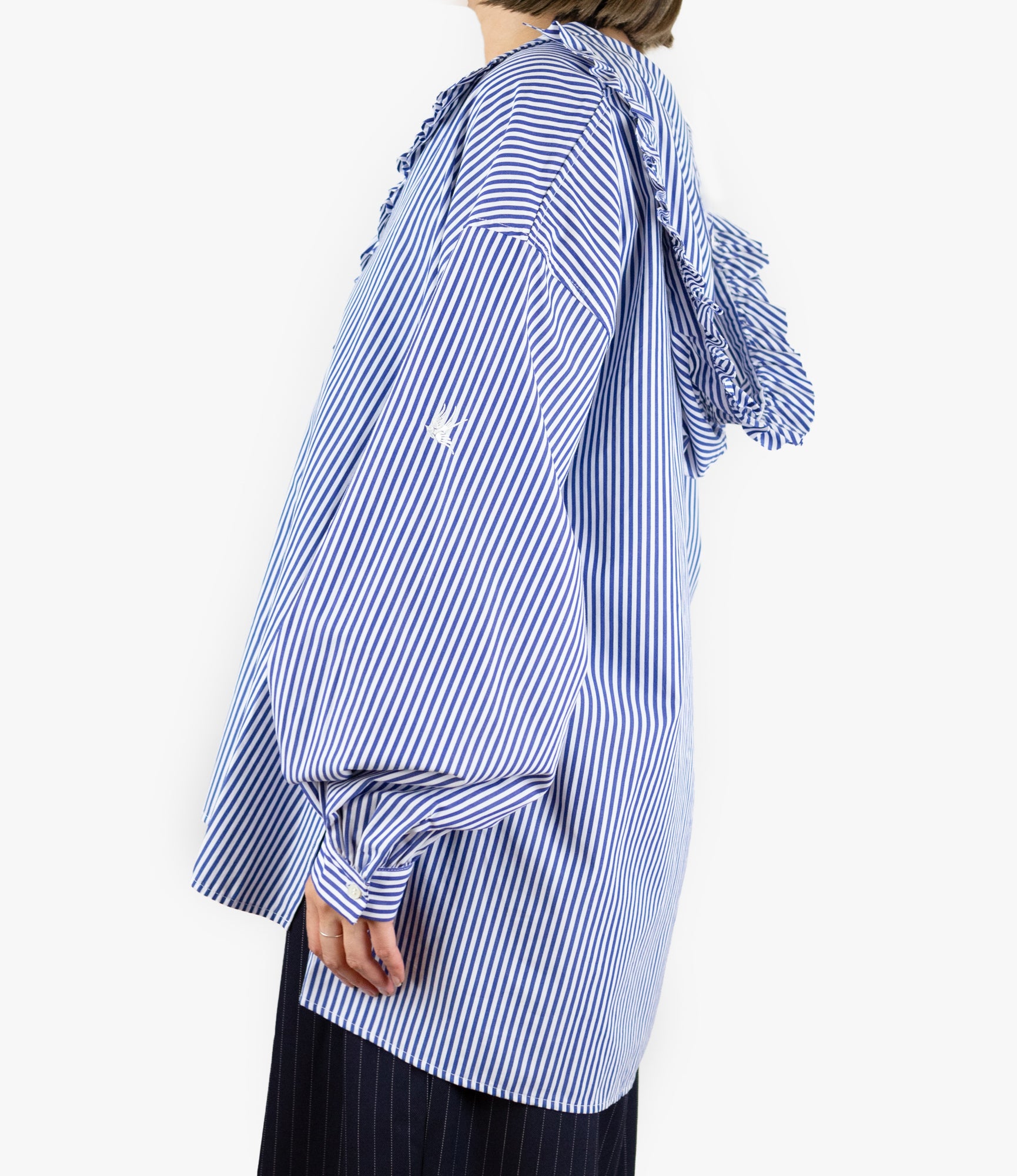 Frill Hoodie – Blue/White Stripe