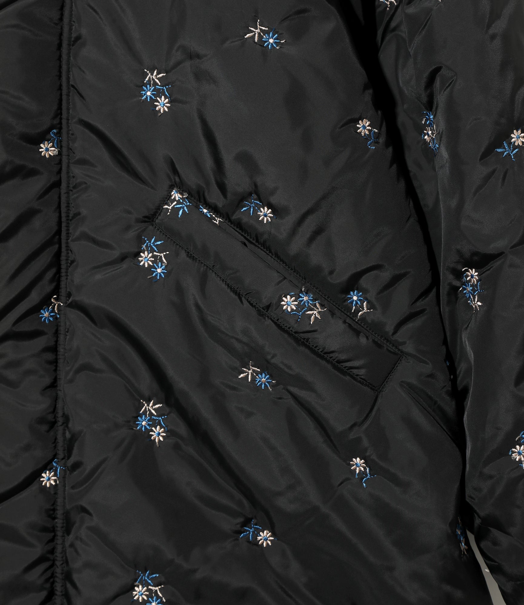 Padded Coat – Black Floral Embroidery