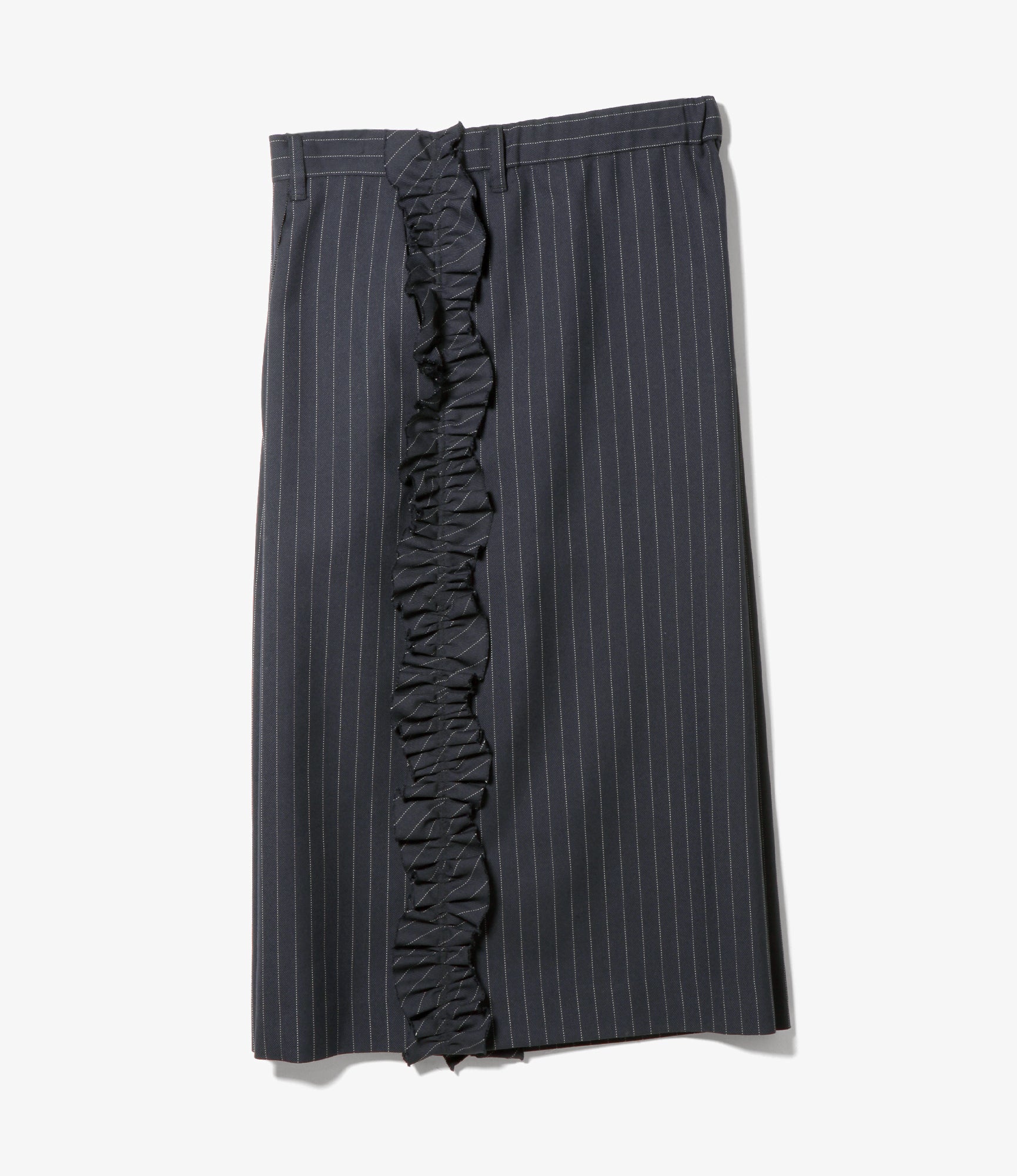Side Frill 3/4 Pant – Navy Pinstripe Gabardine