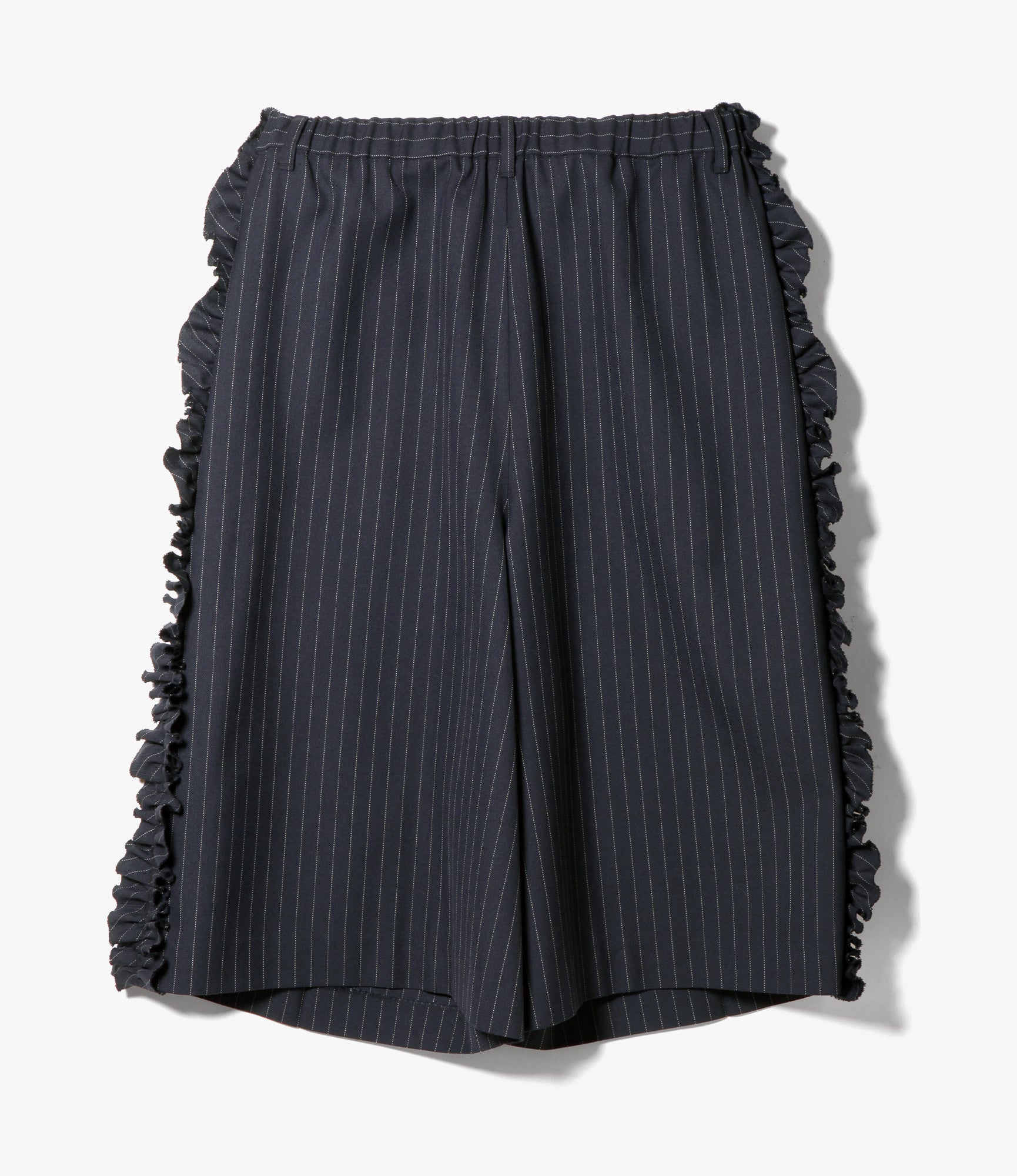 Side Frill 3/4 Pant – Navy Pinstripe Gabardine