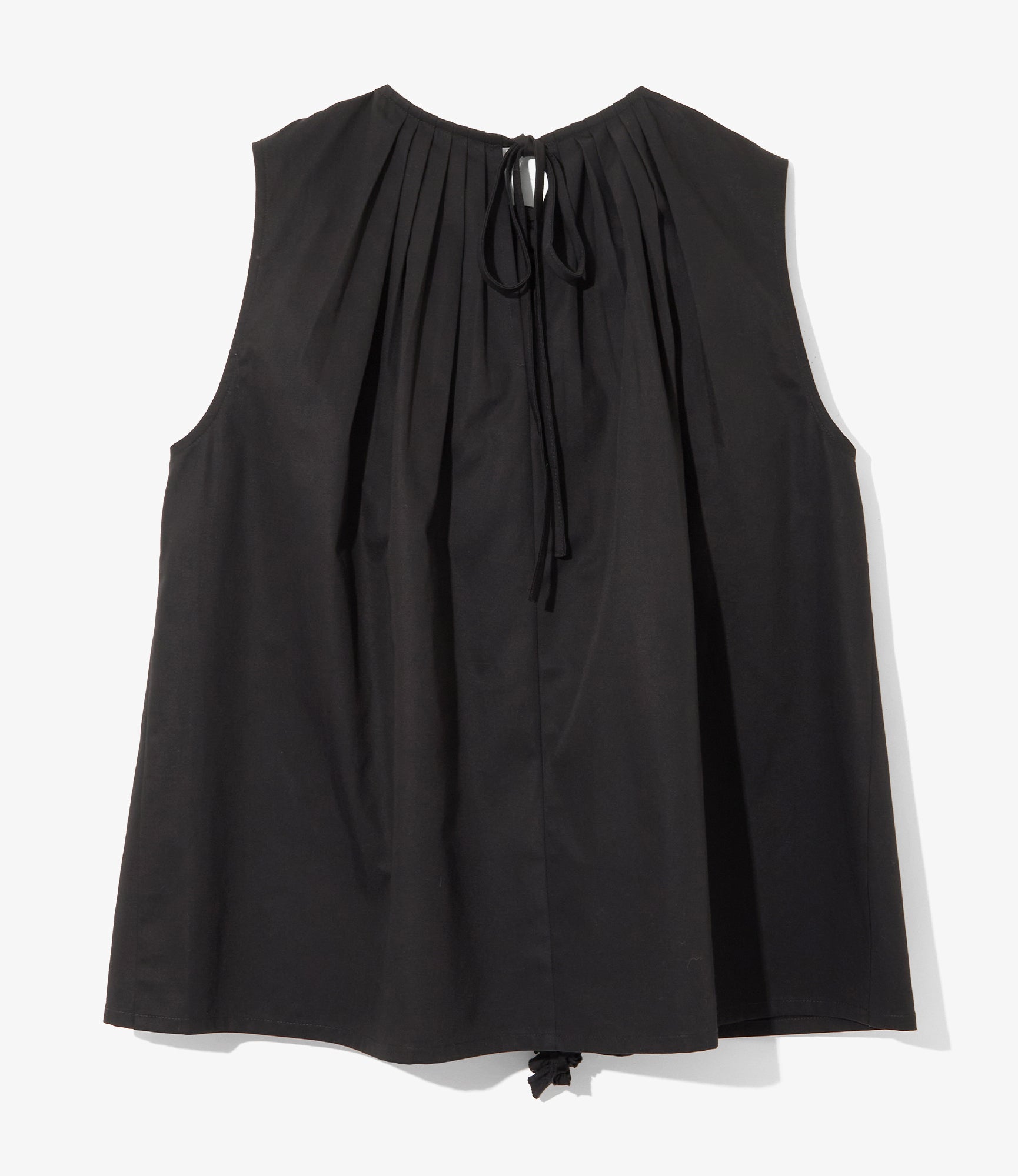 Sleeveless Frill Shirt – Black Twill