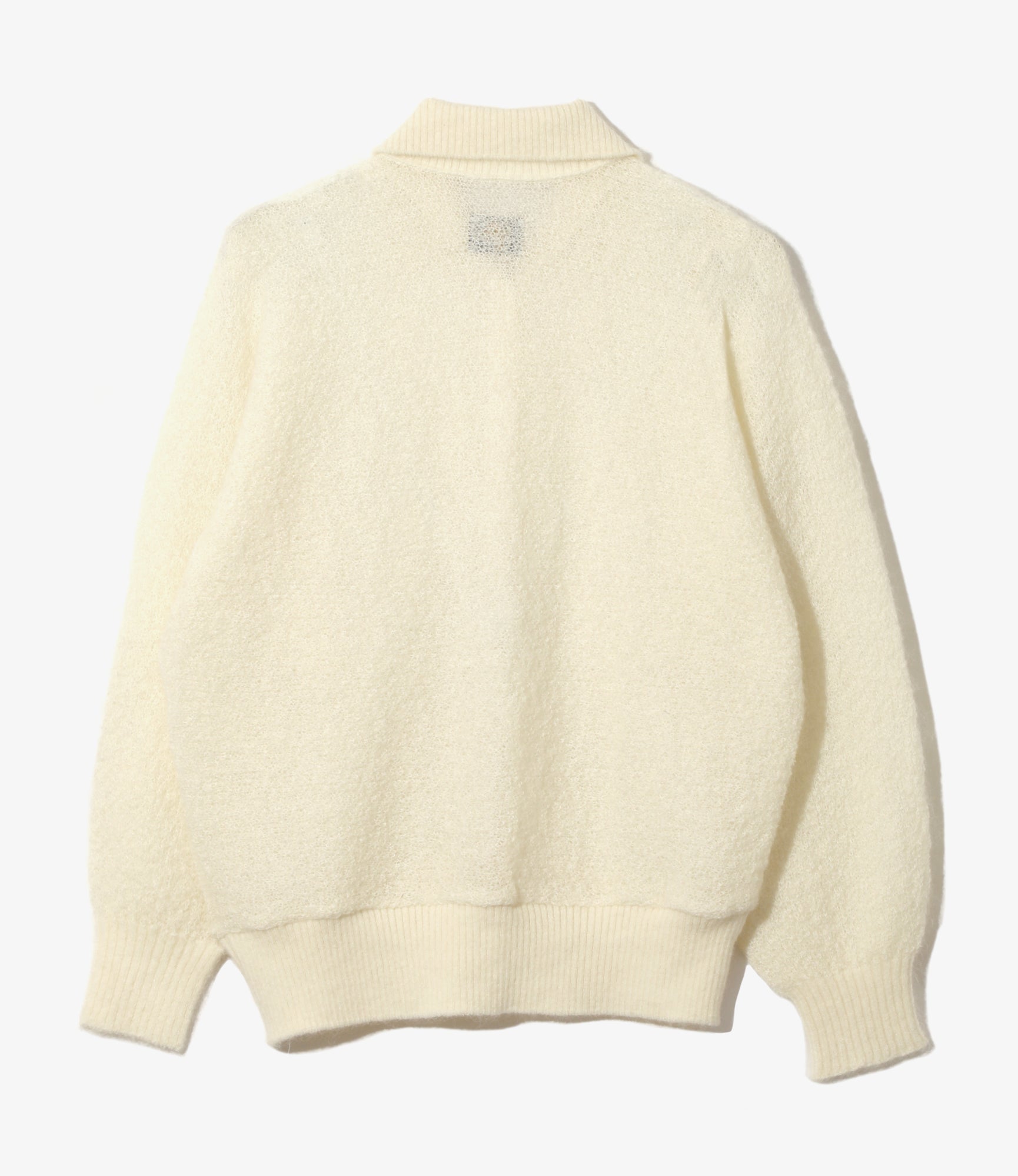 Round Collar Cardigan – Ivory Woven Crepe