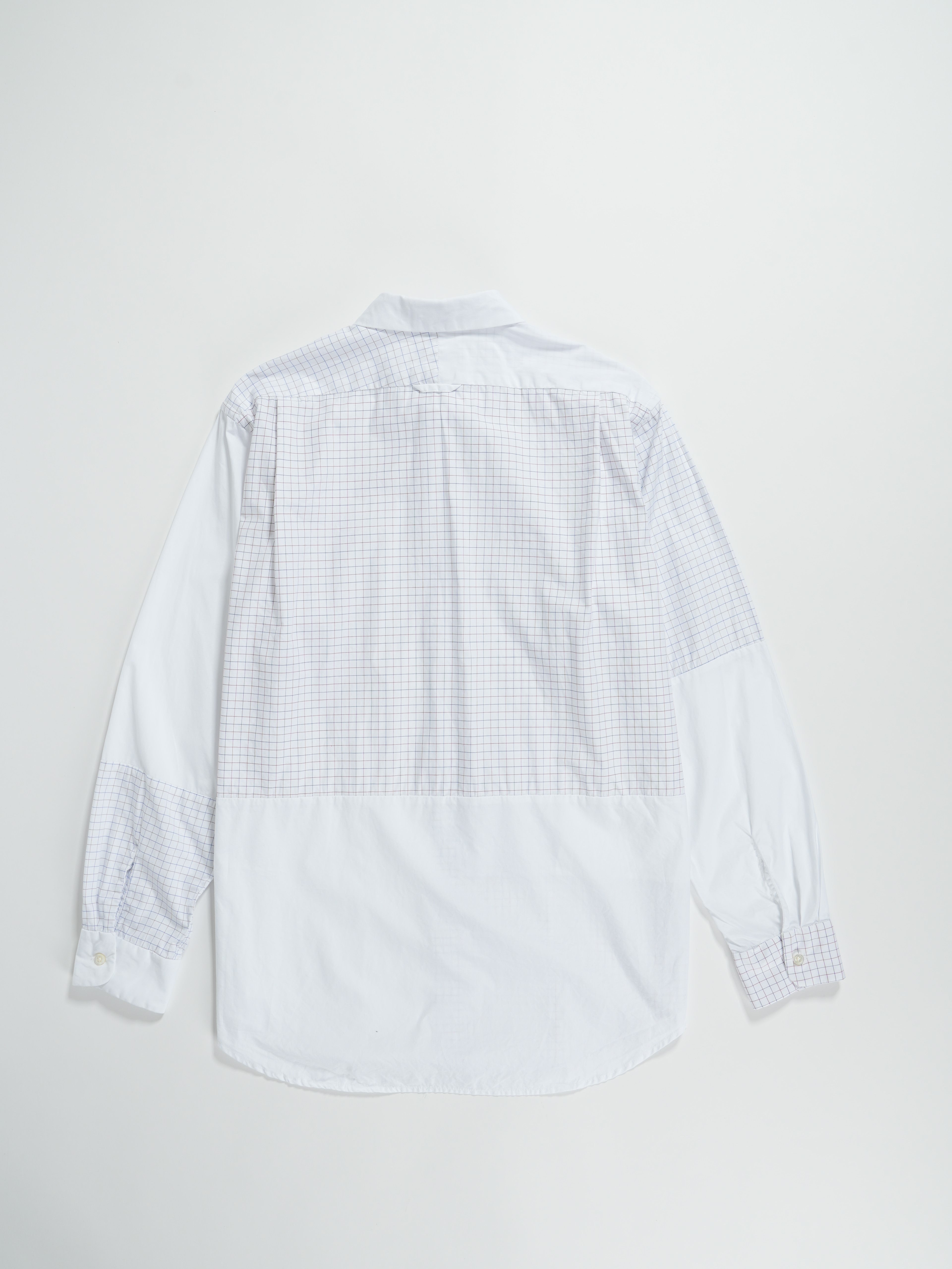Engineered Garments Combo Short Collar Shirt - White Cotton Tattersall