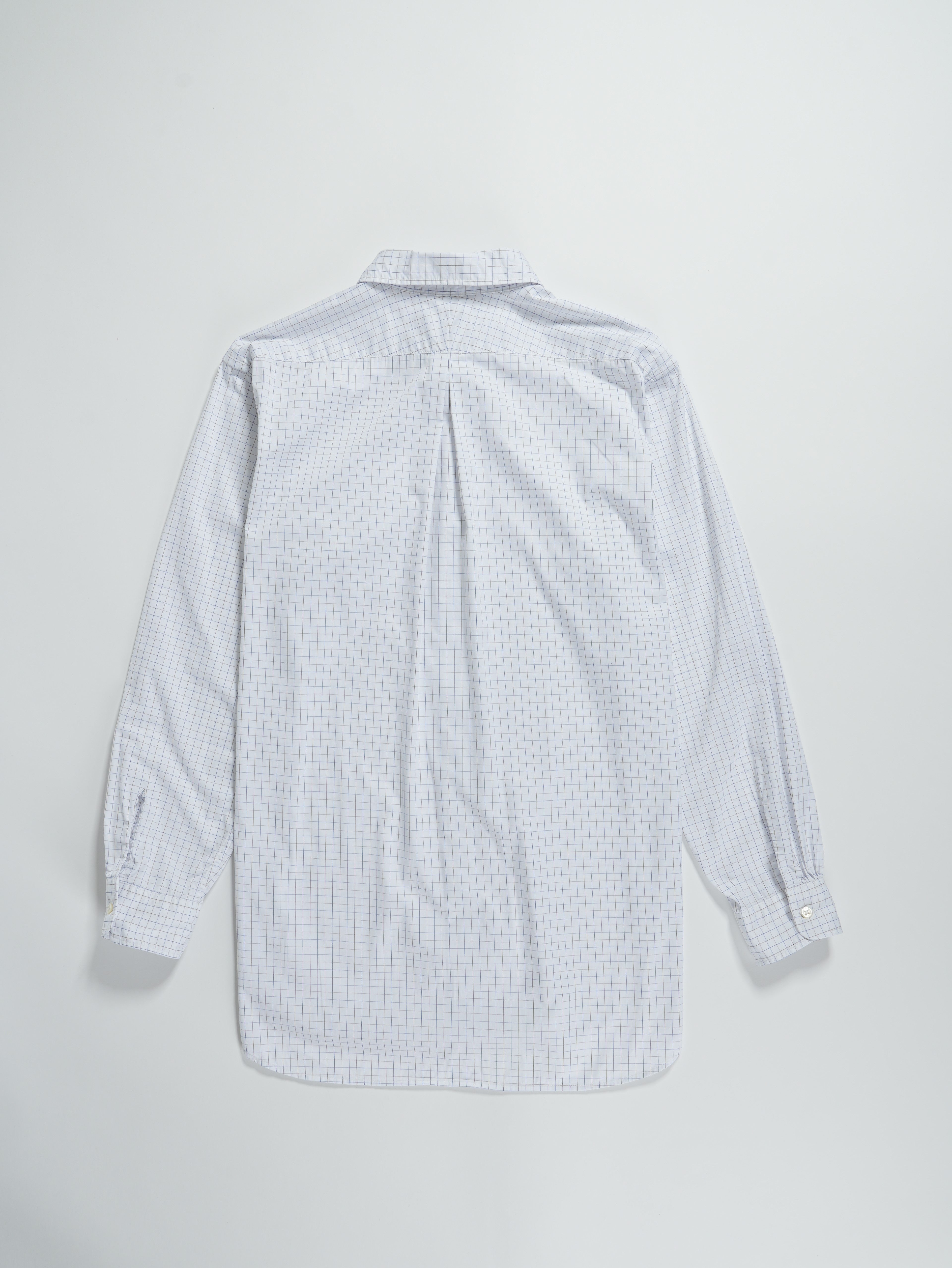 Engineered Garments Rounded Collar Shirt - Blue/White Cotton Tattersall