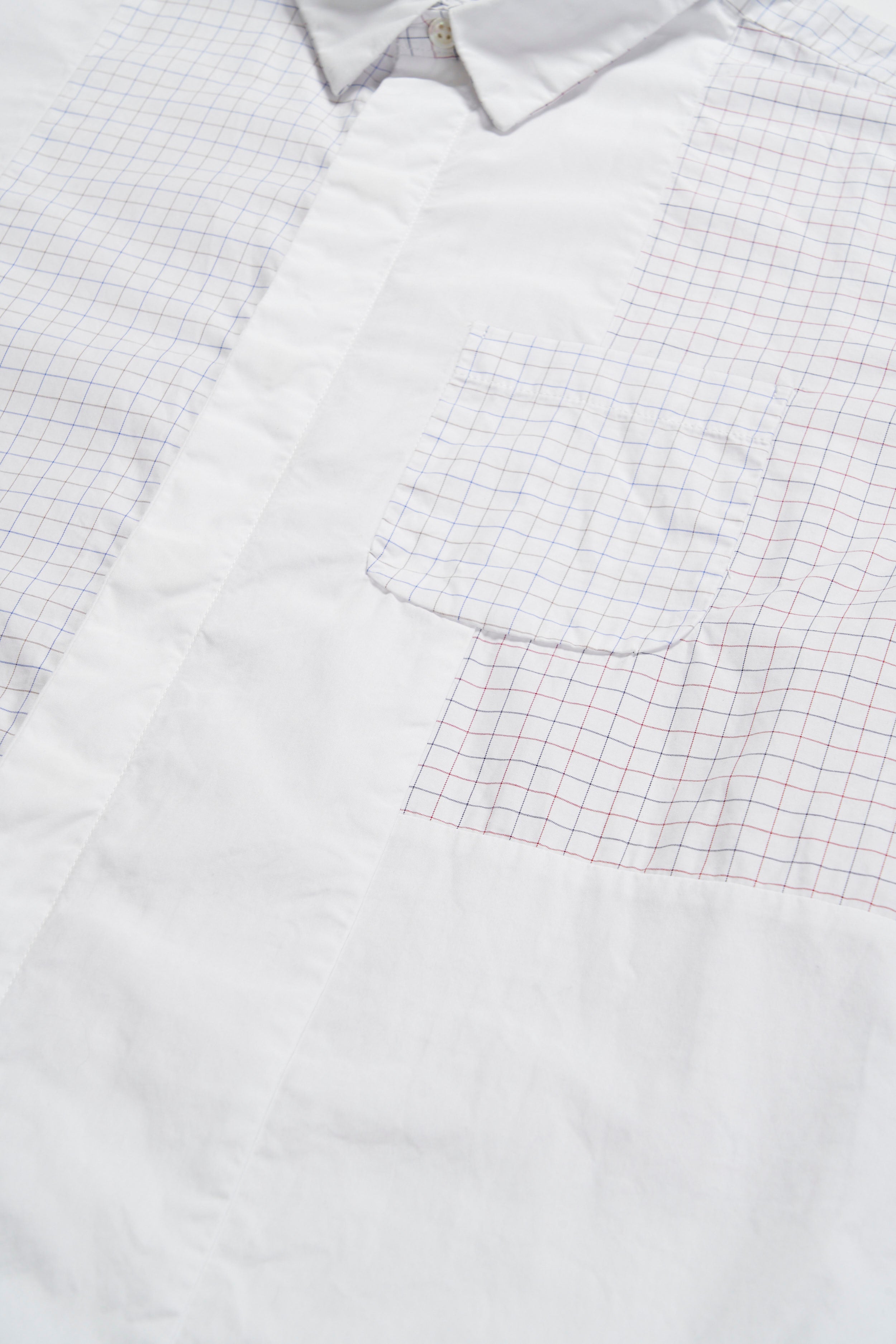 Engineered Garments Combo Short Collar Shirt - White Cotton Tattersall