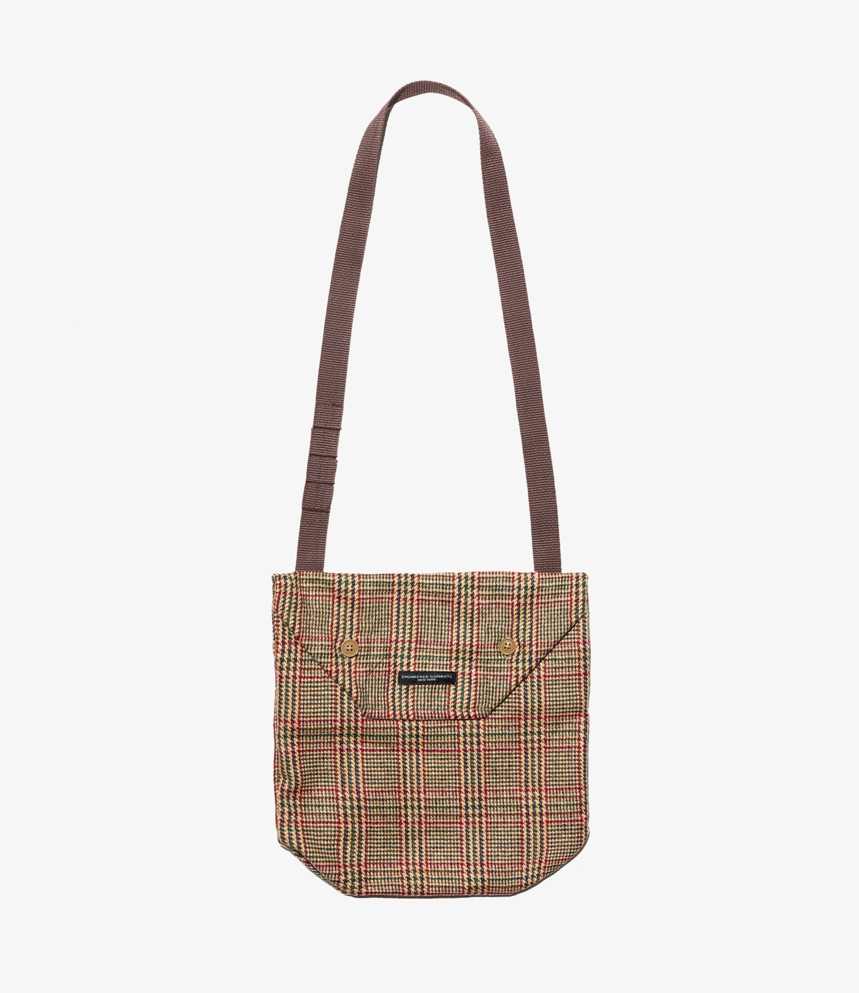 Shoulder Pouch – Tan Glen Plaid Wool Blend