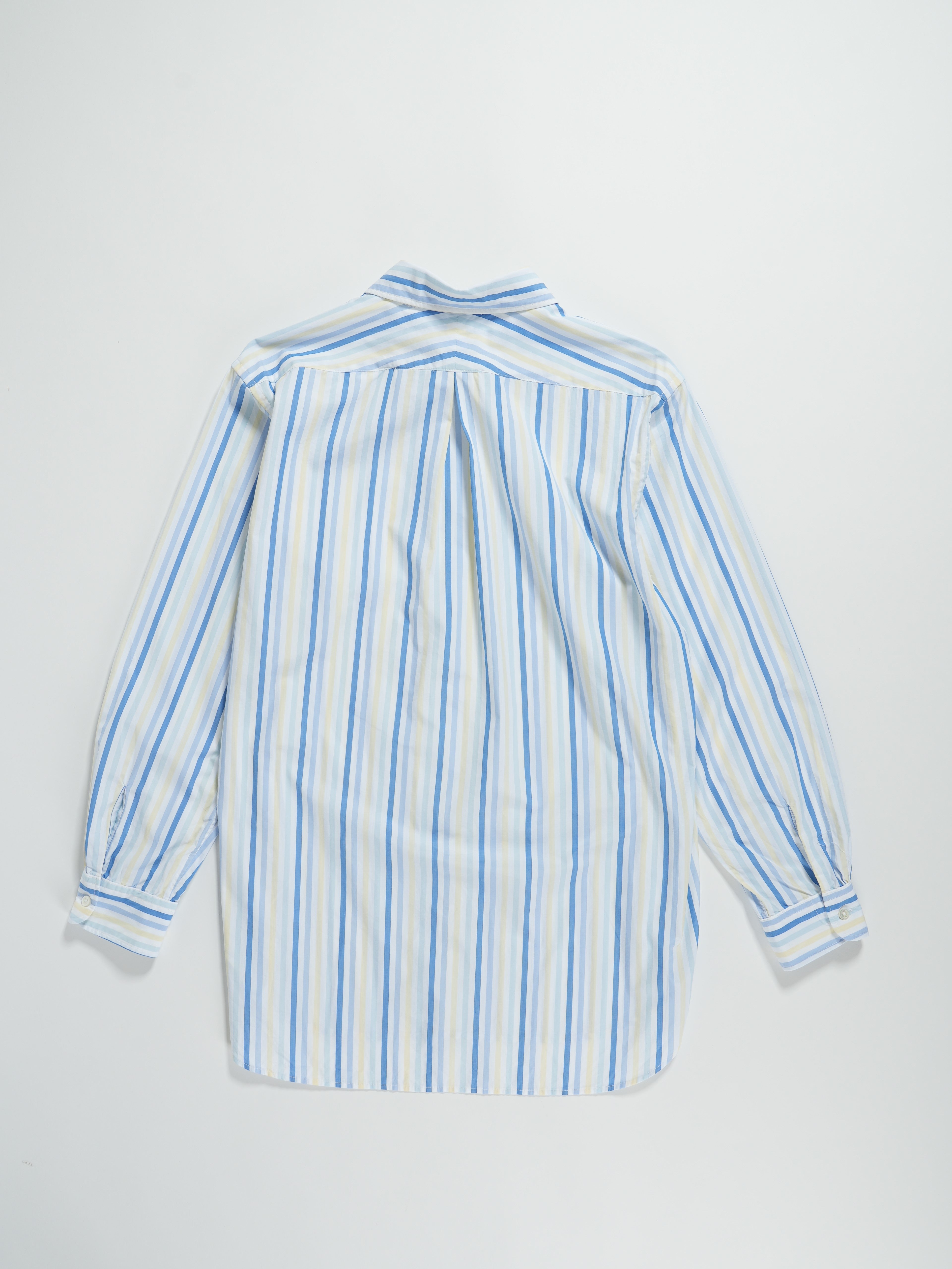 Engineered Garments Rounded Collar Shirt - Lt.Blue/Yellow Pima Wide Stripe
