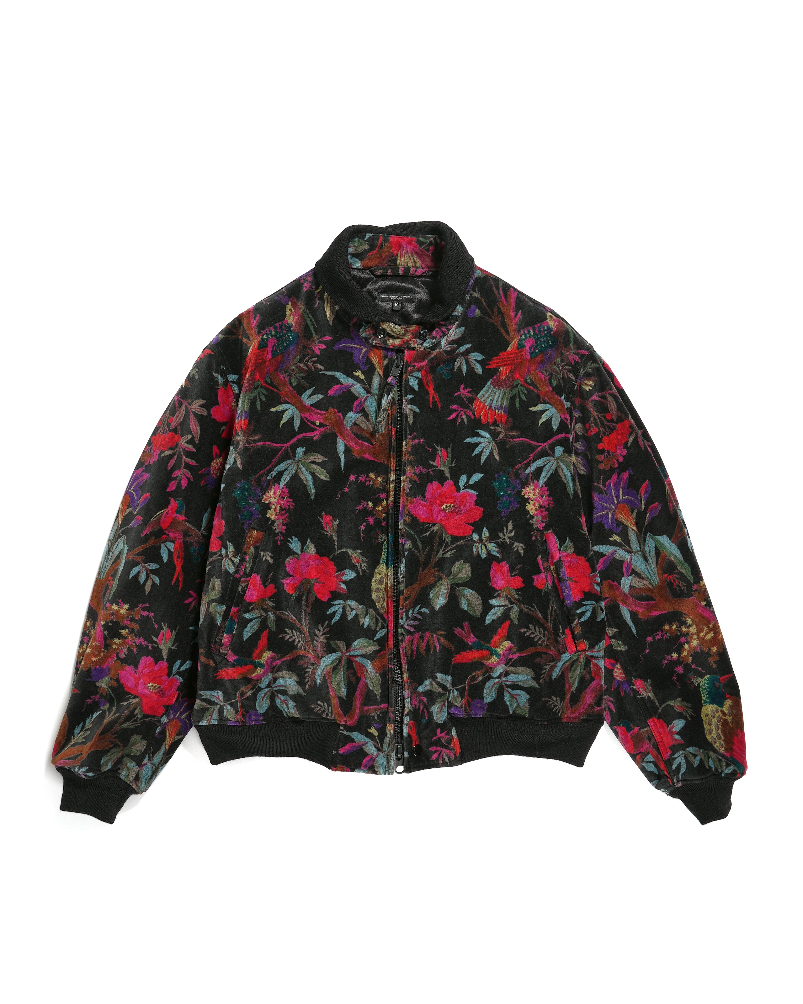 Engineered Garments LL Jacket - Black Cotton Bird Print Velveteen