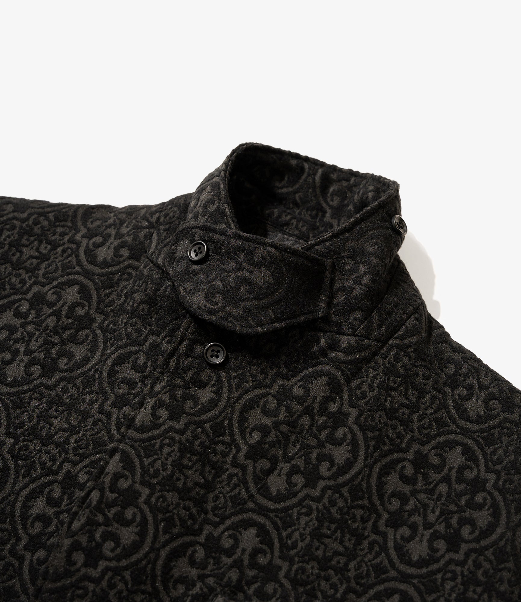 Slanted Jacket – Black Crest Flocked Jacquard