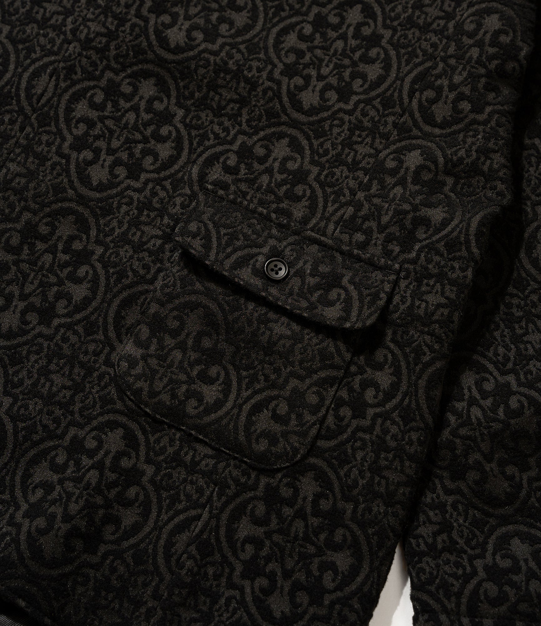 Slanted Jacket – Black Crest Flocked Jacquard