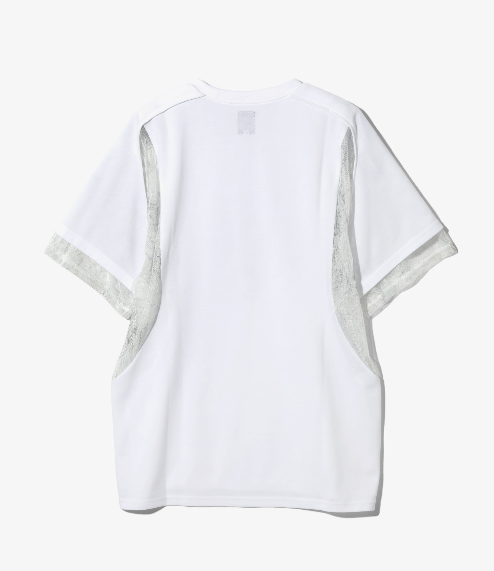 SS Crew Neck Mesh Panel T-Shirt – White Jersey