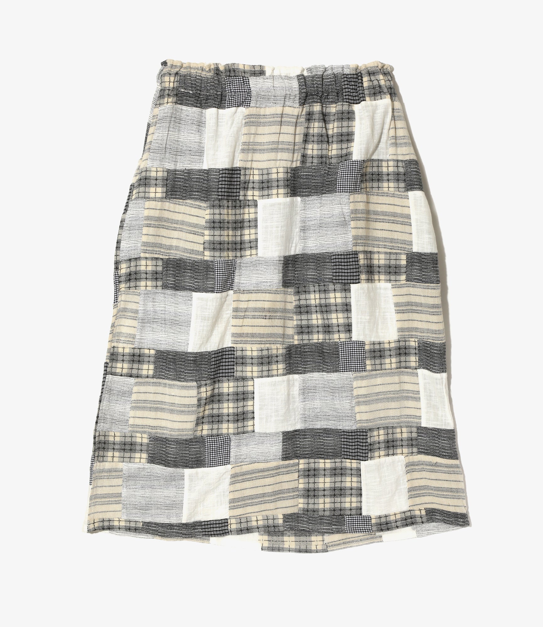 Army String Skirt – Charcoal Small Plaid Patchwork