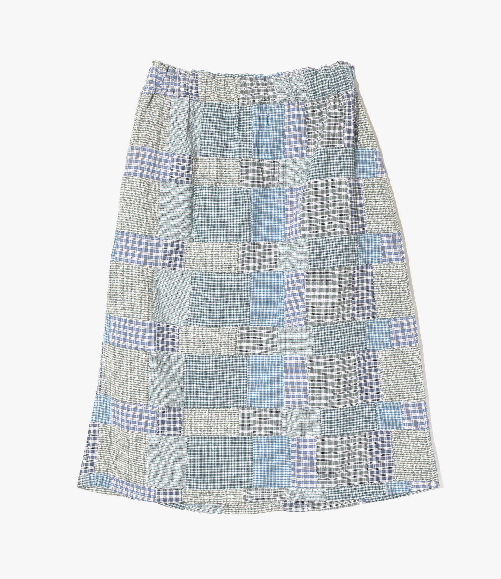 Army String Skirt – Navy Small Plaid Patchwork