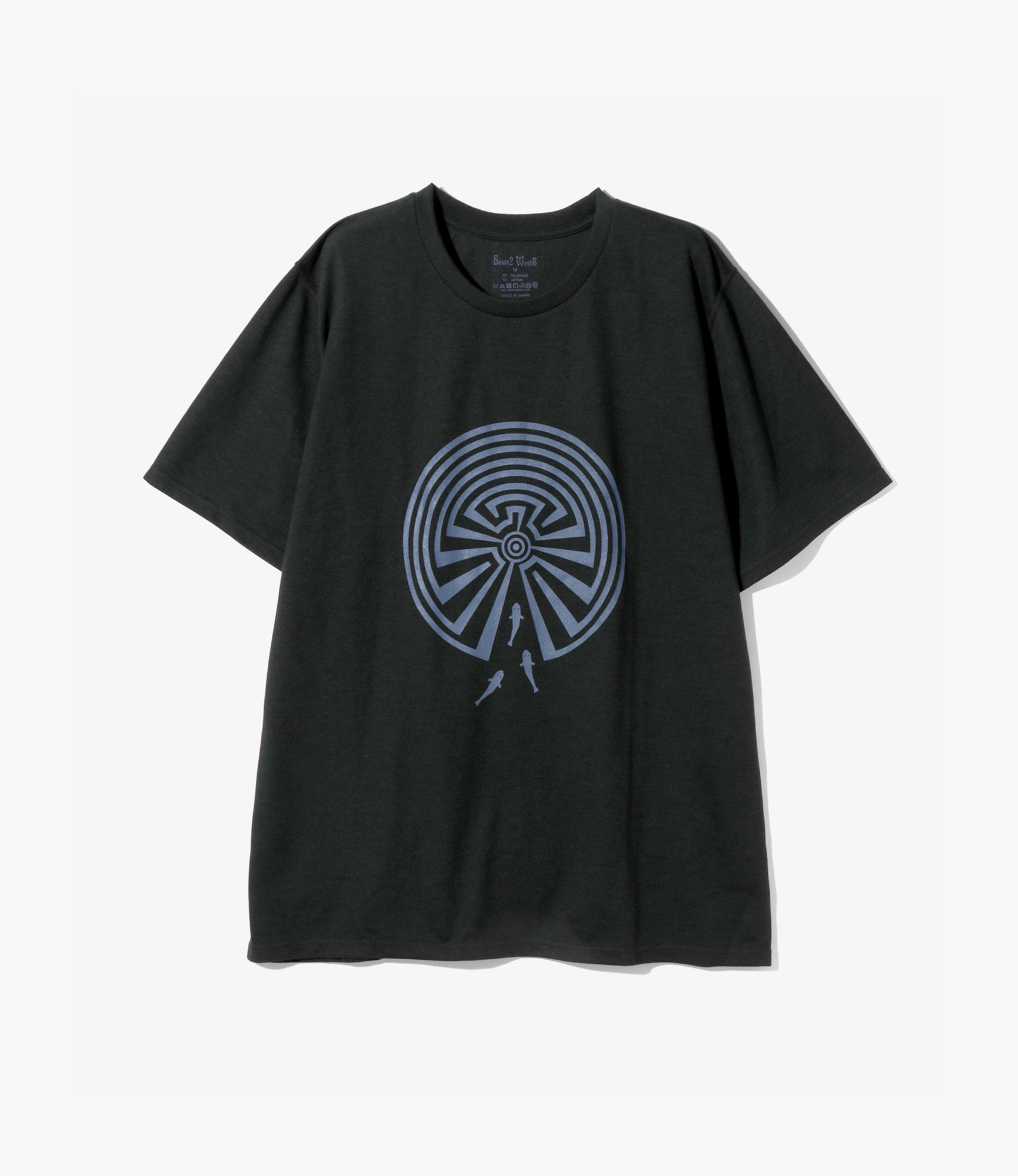 Crew Neck T-Shirt – Black ‘Maze’ Print